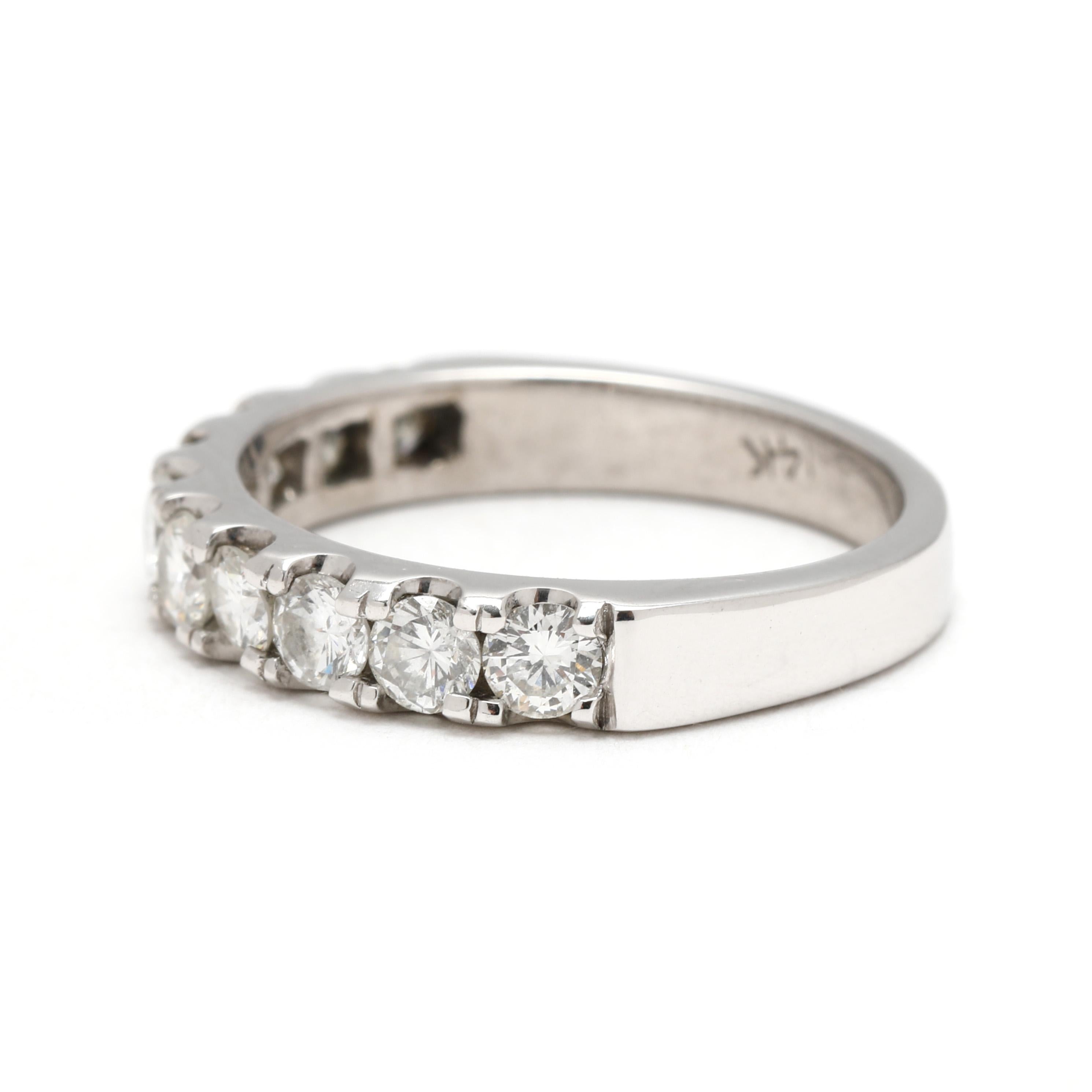 1ctw Diamond Band Ring, 14k White Gold, Ring Size 6, Stackable Bon état - En vente à McLeansville, NC