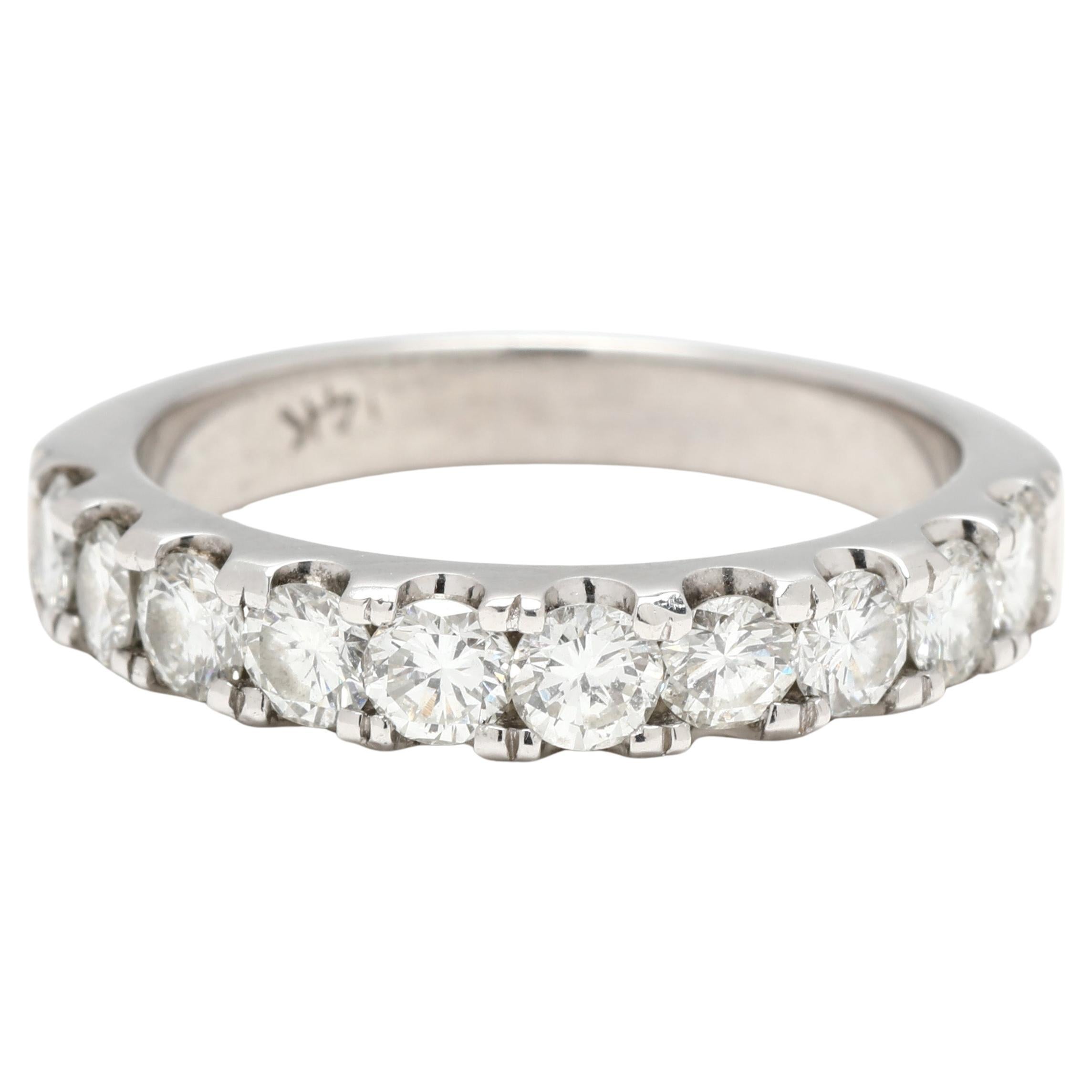 1ctw Diamond Band Ring, 14k White Gold, Ring Size 6, Stackable