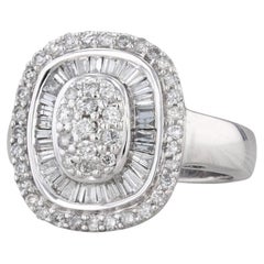 1ctw Diamond Cluster Halo Ring 14k White Gold Size 7.5 Engagement 1ctw Diamond Cluster Halo Ring 14k White Gold Size 7.5 Engagement
