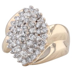 1ctw Diamond Cluster Ring 14k Yellow Gold Size 8 Bypass Cocktail 1ctw Diamond Cluster Ring 14k Yellow Gold Size 8 Bypass Cocktail