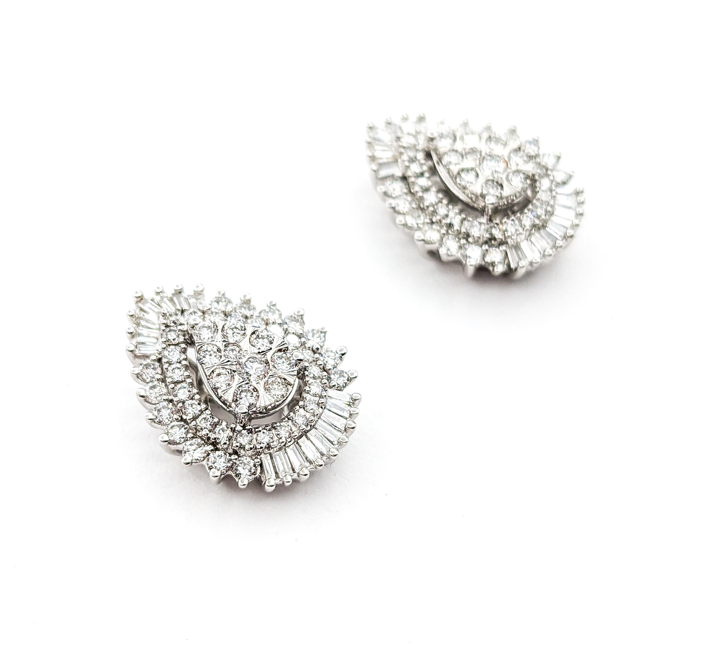 Round Cut 1ctw Diamond Cocktail Stud Earrings In White Gold For Sale