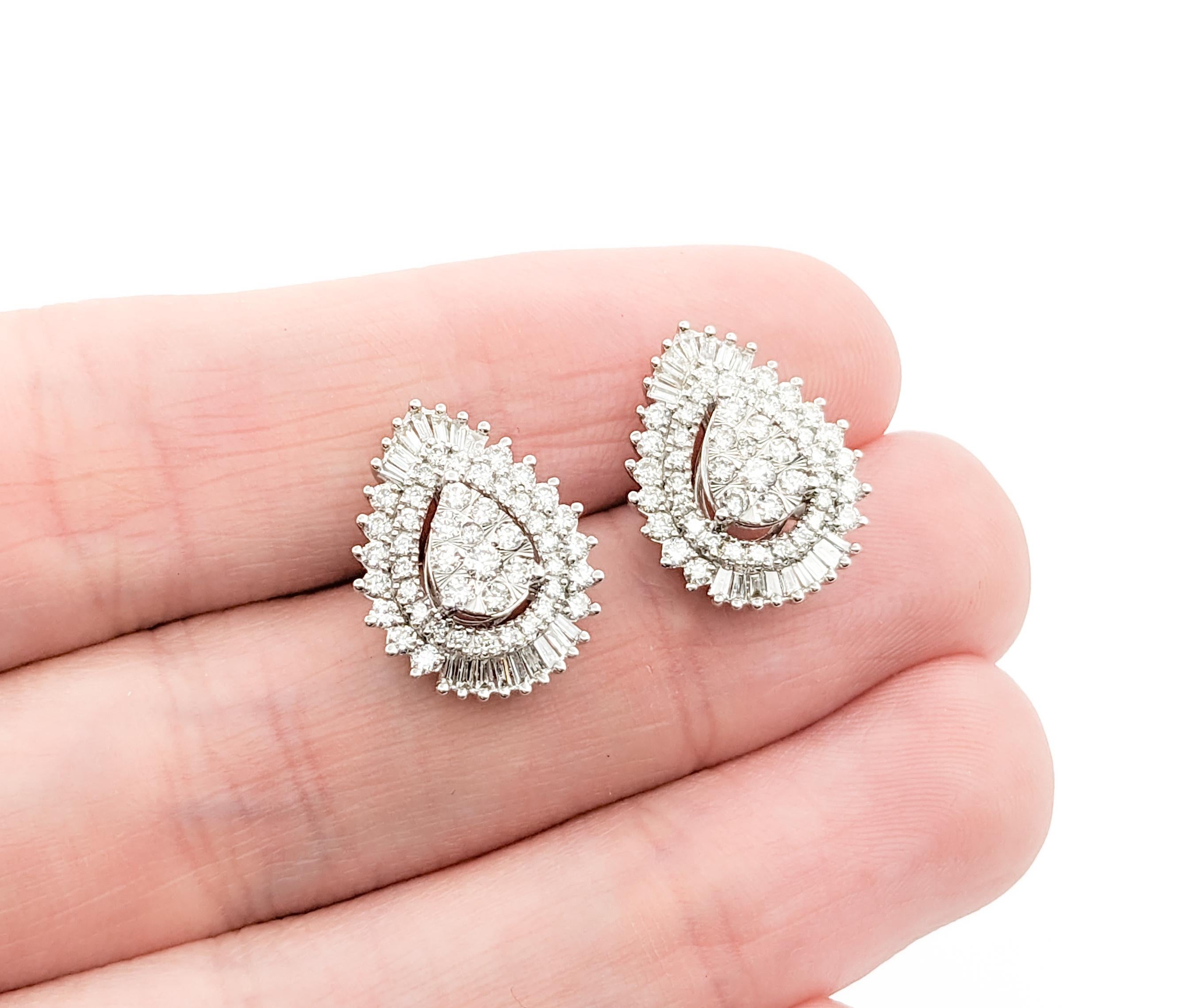 Women's 1ctw Diamond Cocktail Stud Earrings In White Gold For Sale
