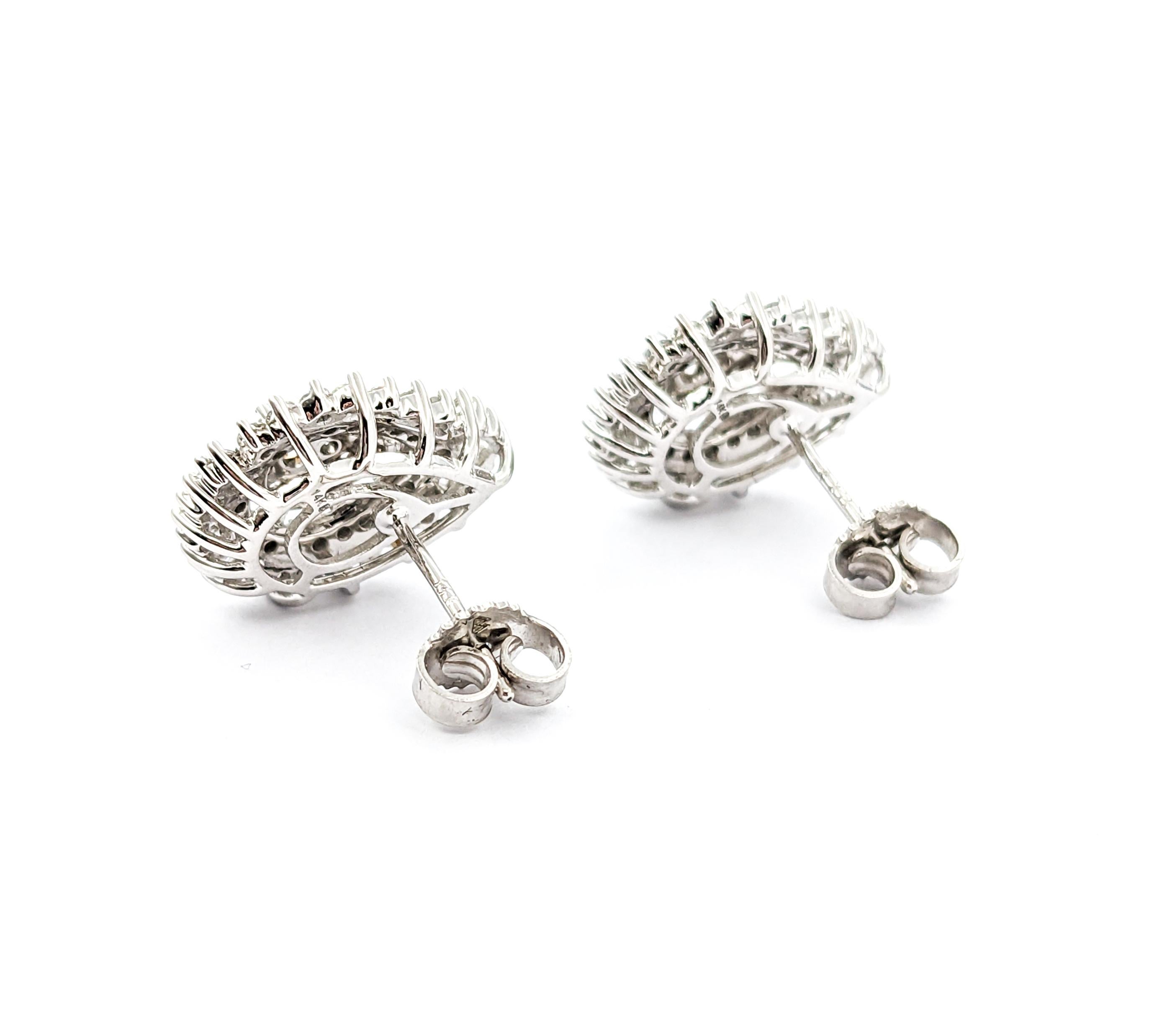 1ctw Diamond Cocktail Stud Earrings In White Gold For Sale 2