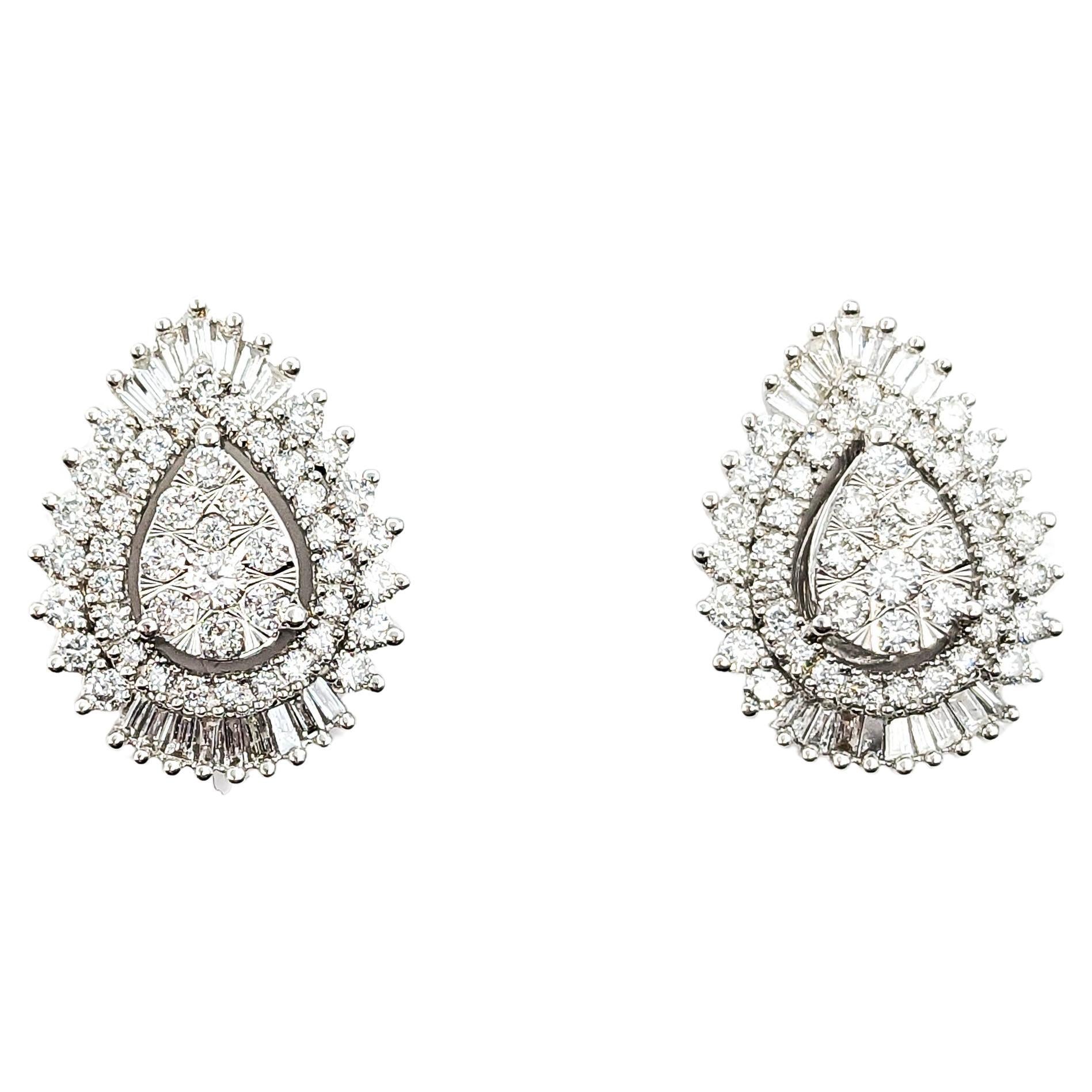 1ctw Diamond Cocktail Stud Earrings In White Gold