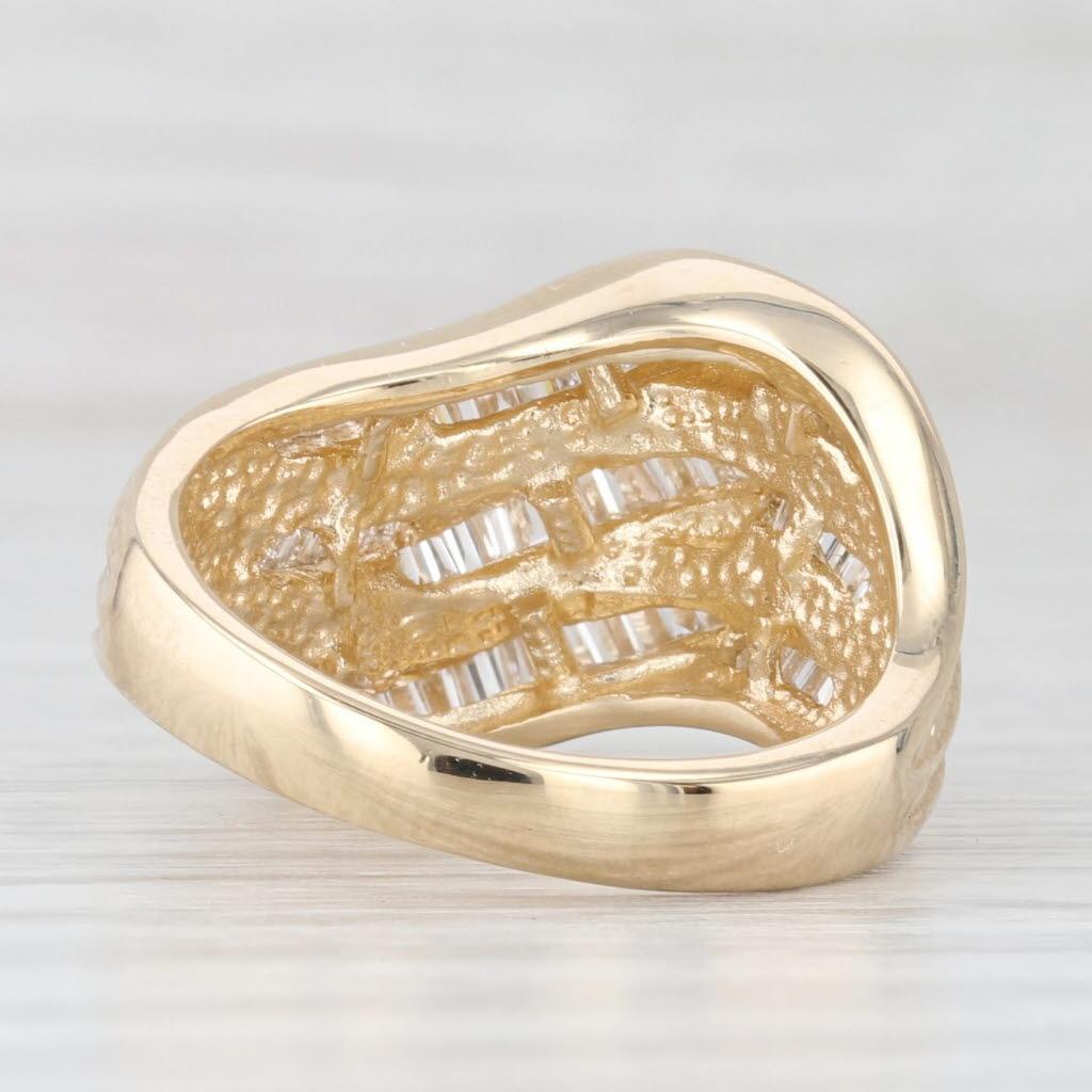 Taglio baguette Anello Multiband con diamante da 1ctw in oro giallo 14k, misura 6.25 in vendita