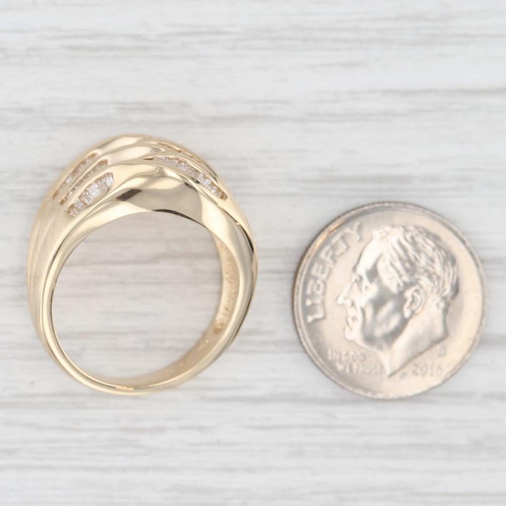 Anello Multiband con diamante da 1ctw in oro giallo 14k, misura 6.25 in vendita 2