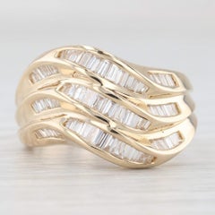 1ctw Diamant konturiert Multiband Ring 14k Gelbgold Größe 6,25