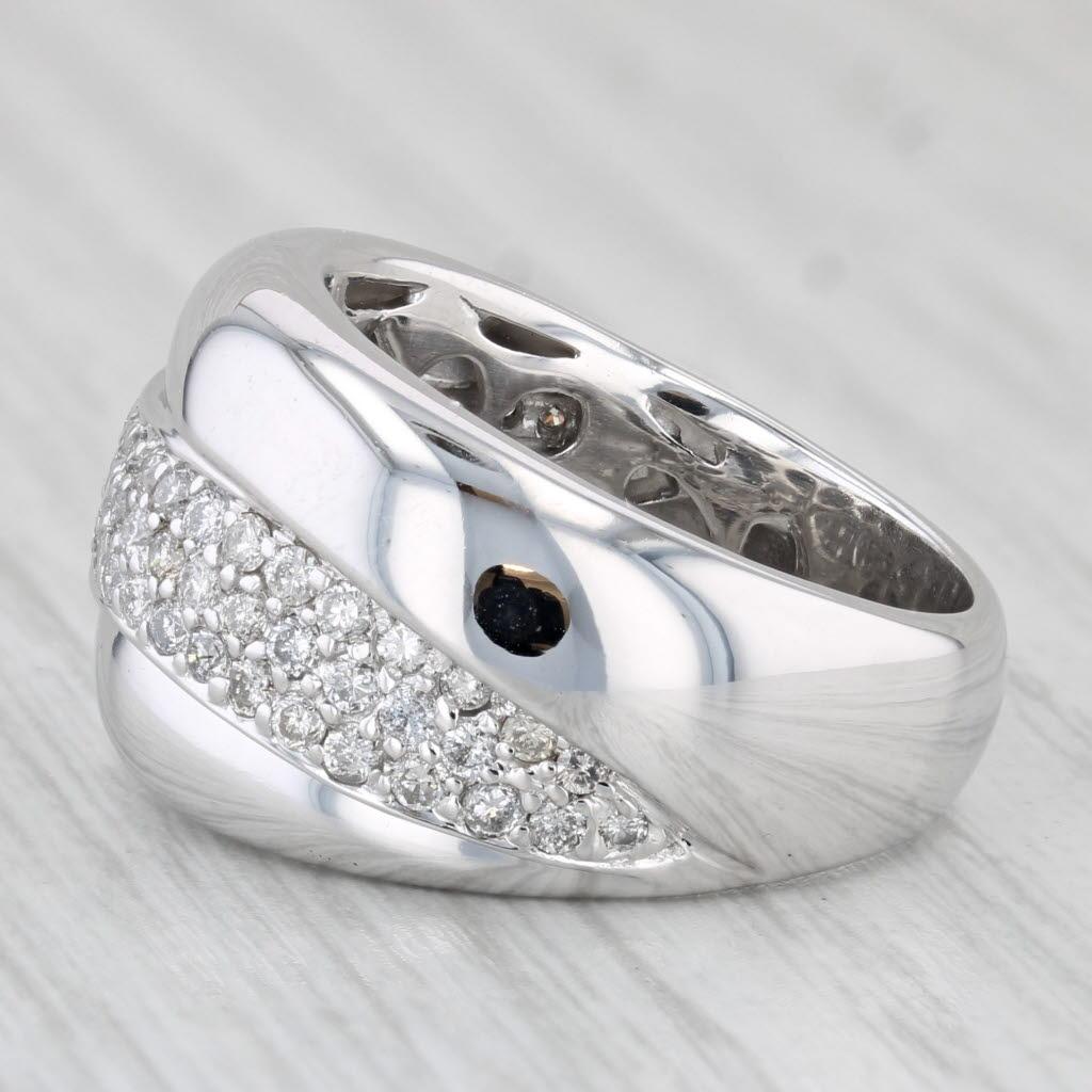1ctw Diamond Crossover Ring 14k White Gold Size 7.25 Cocktail Band Sonia B In Good Condition For Sale In McLeansville, NC