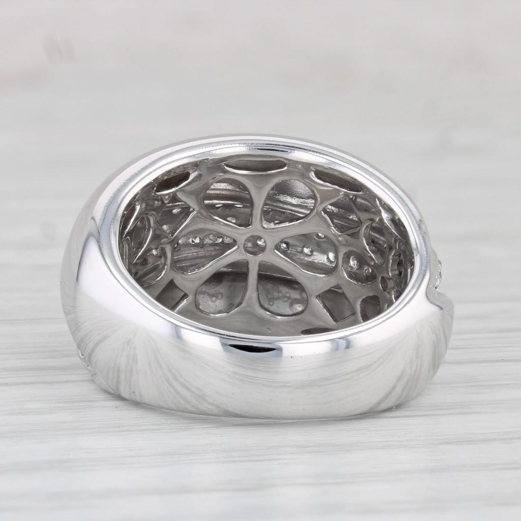 1ctw Diamond Crossover Ring 14k White Gold Size 7.25 Cocktail Band Sonia B For Sale 1