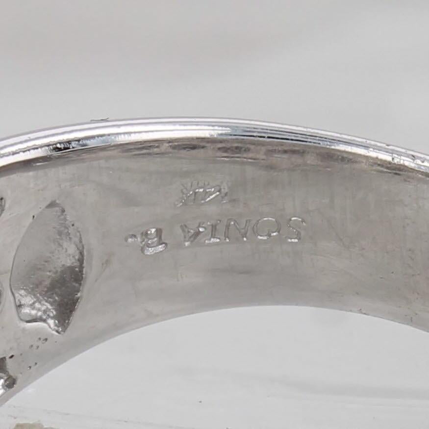 1ctw Diamond Crossover Ring 14k White Gold Size 7.25 Cocktail Band Sonia B For Sale 3