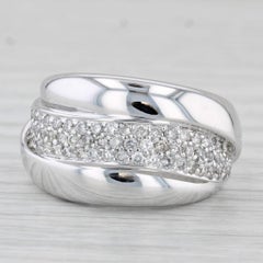 Anello Crossover con diamante da 1ctw in oro bianco 14k misura 7,25 Cocktail Band Sonia B.