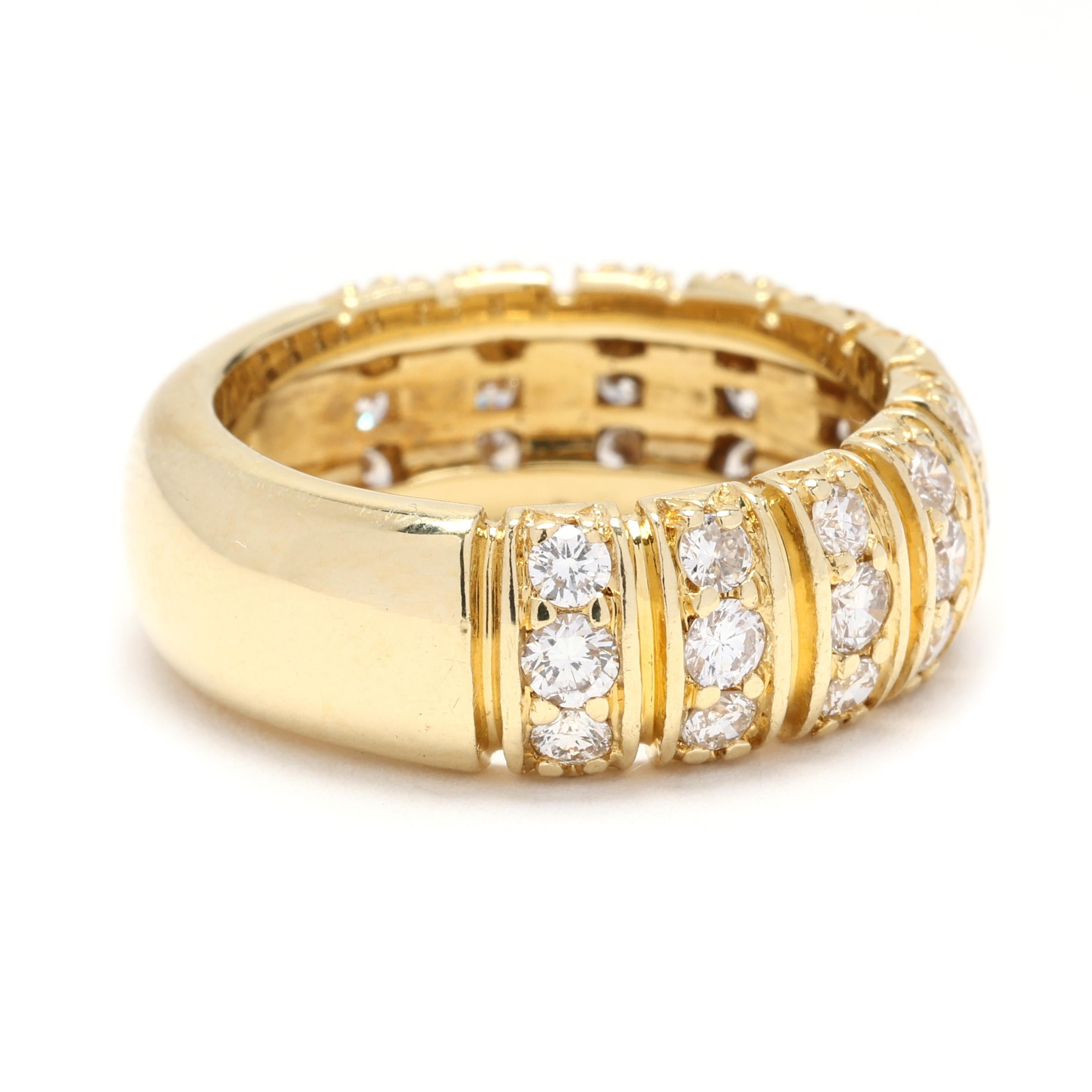 Elevate your style with this stunning 1ctw diamond dome band ring, set in luxurious 18k yellow gold. Featuring 1 carat of dazzling diamonds in a bold dome design, this elegant ring is a statement piece that combines timeless beauty with modern