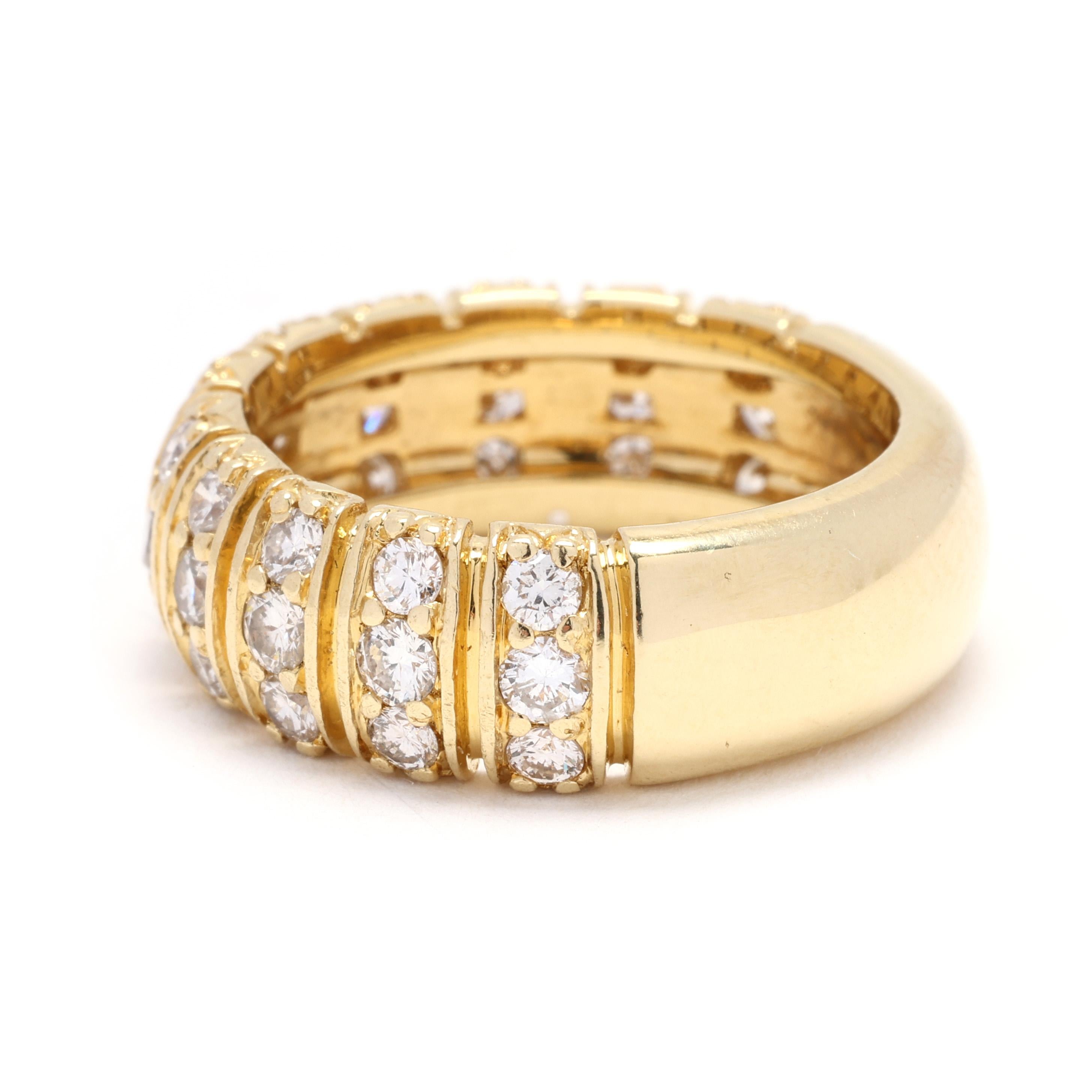1ctw Diamond Dome Band Ring, 18k Yellow Gold, Ring Size 5.75 In Good Condition For Sale In McLeansville, NC