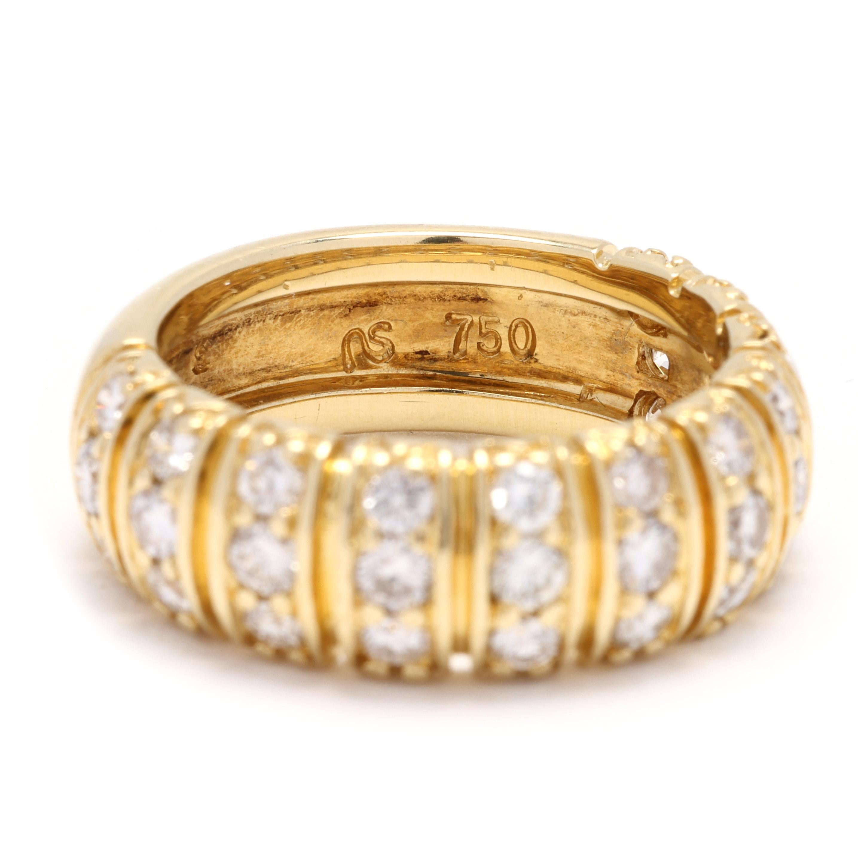 Women's 1ctw Diamond Dome Band Ring, 18k Yellow Gold, Ring Size 5.75 For Sale