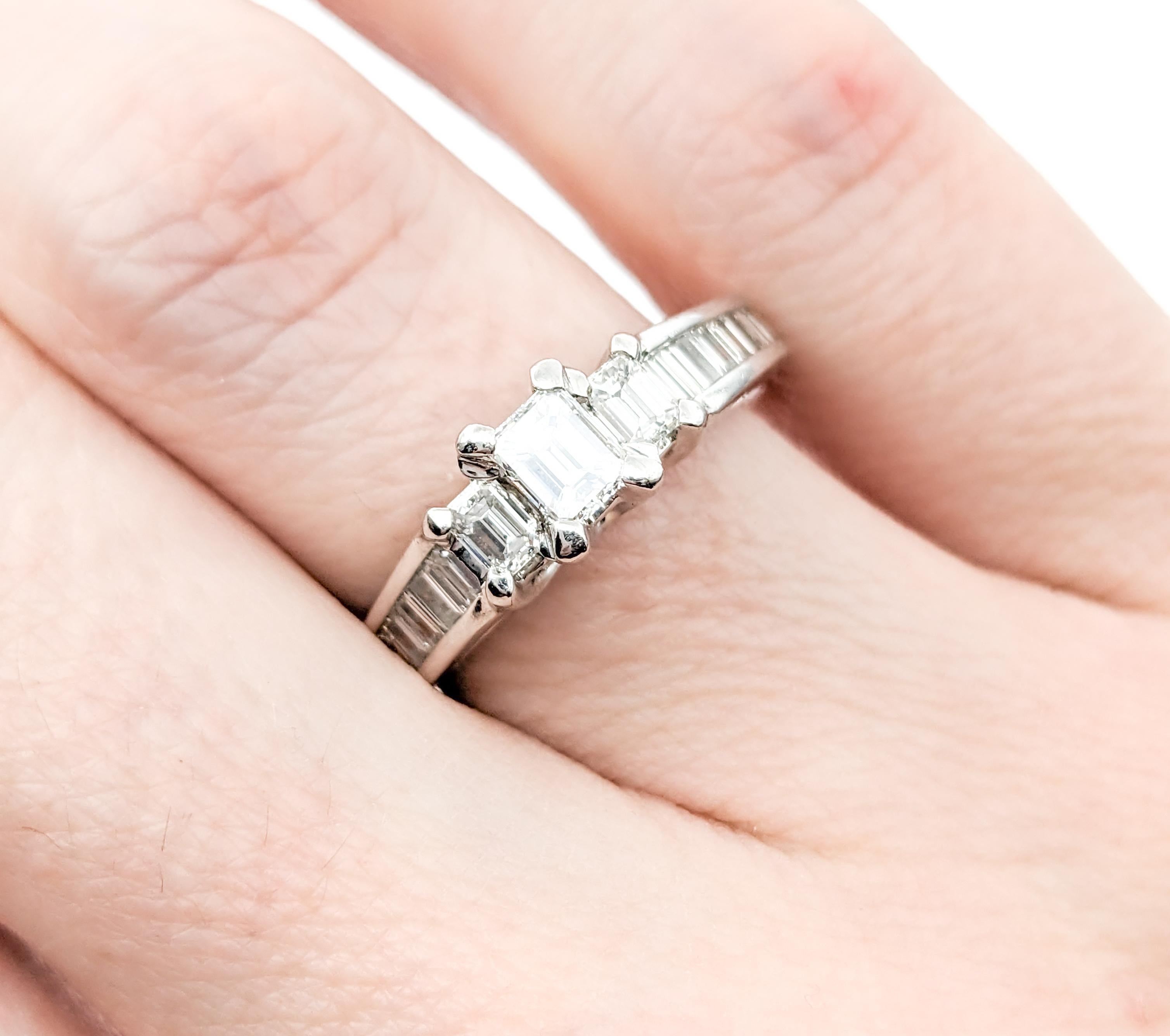 Contemporary 1ctw Diamond Engagement Ring In White Gold