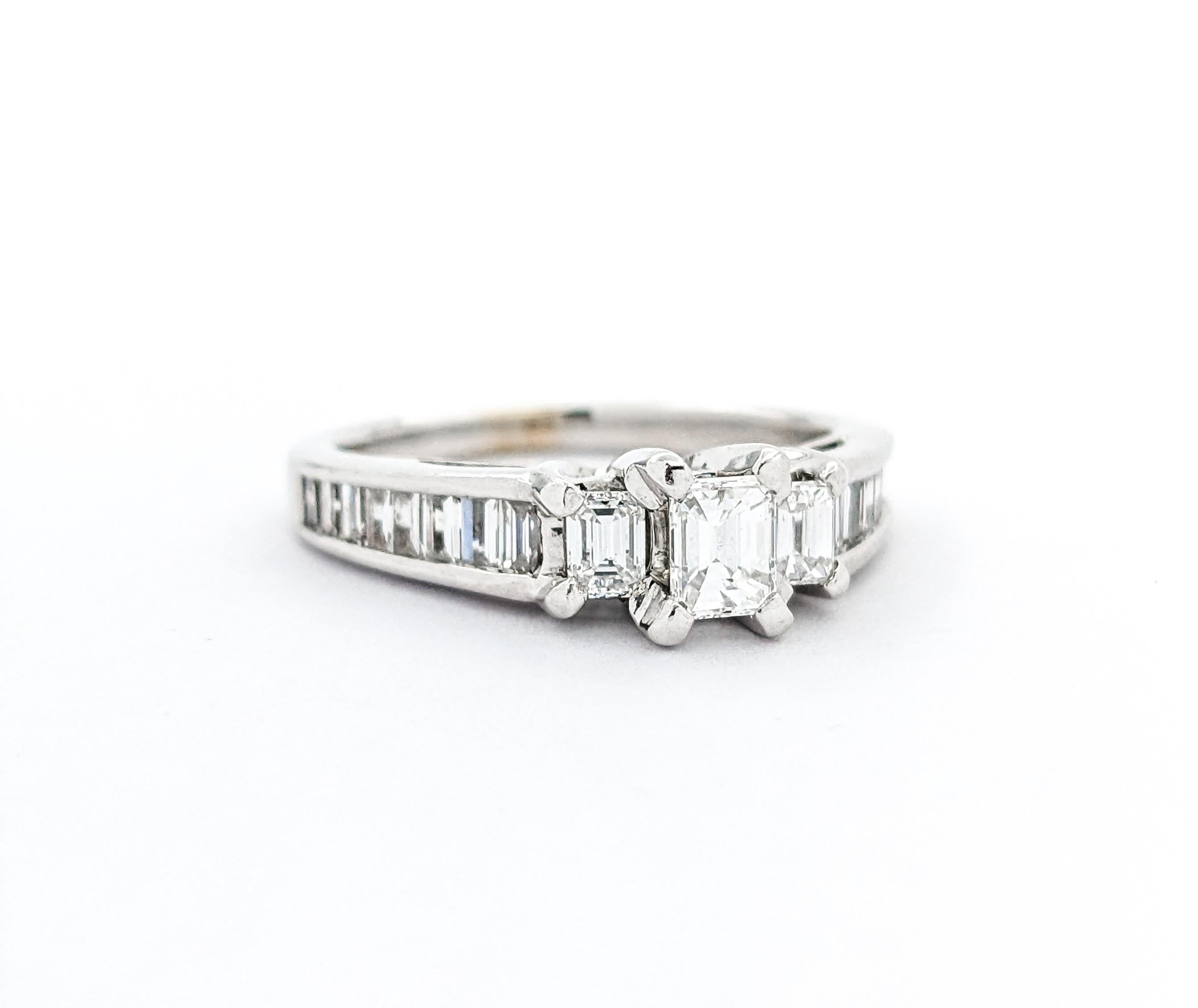 Emerald Cut 1ctw Diamond Engagement Ring In White Gold