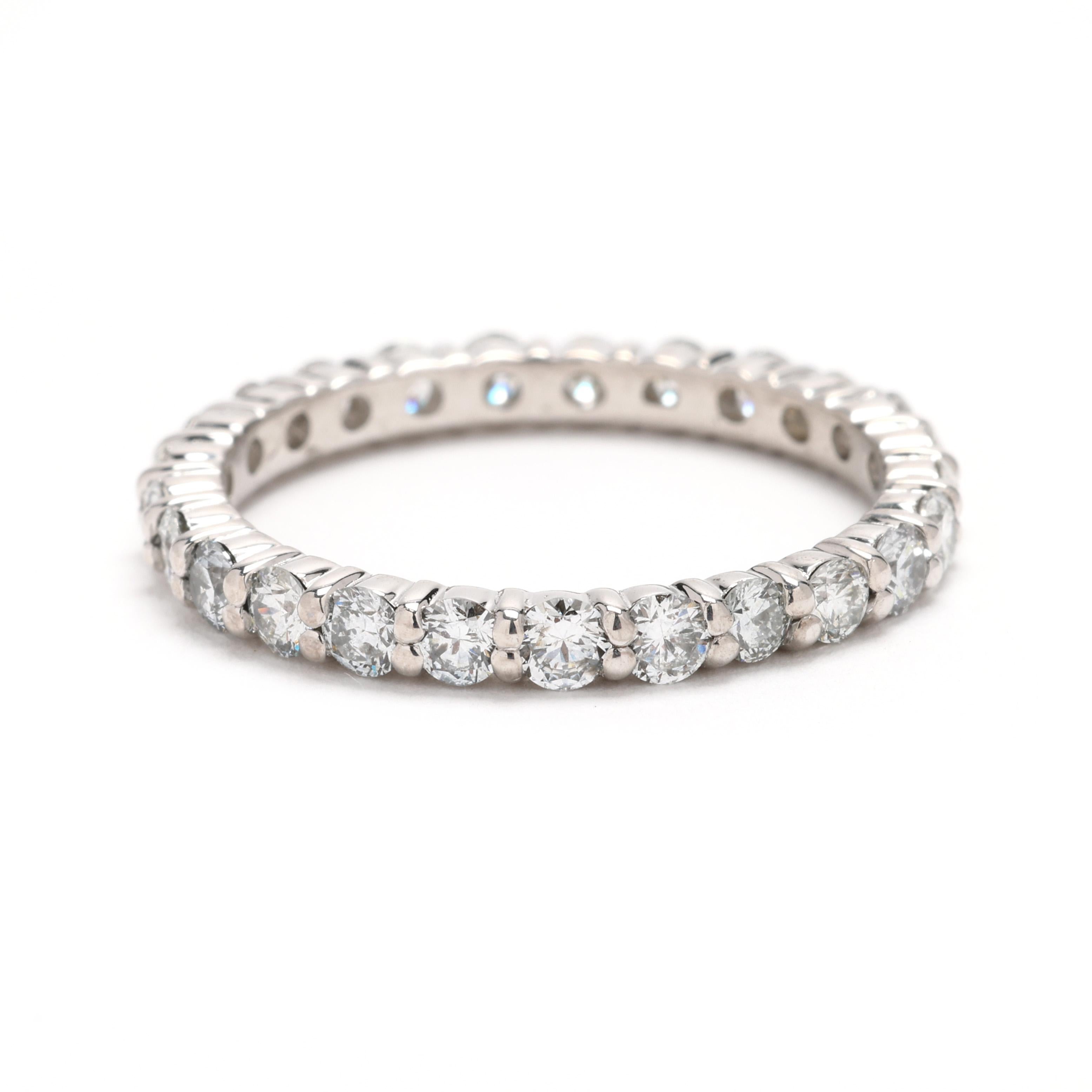 Celebrate everlasting beauty with this 1ctw diamond eternity band ring, crafted in luxurious 14k white gold. This size 7 ring features a continuous circle of sparkling diamonds, symbolizing eternal love and commitment. Perfect as a wedding band,