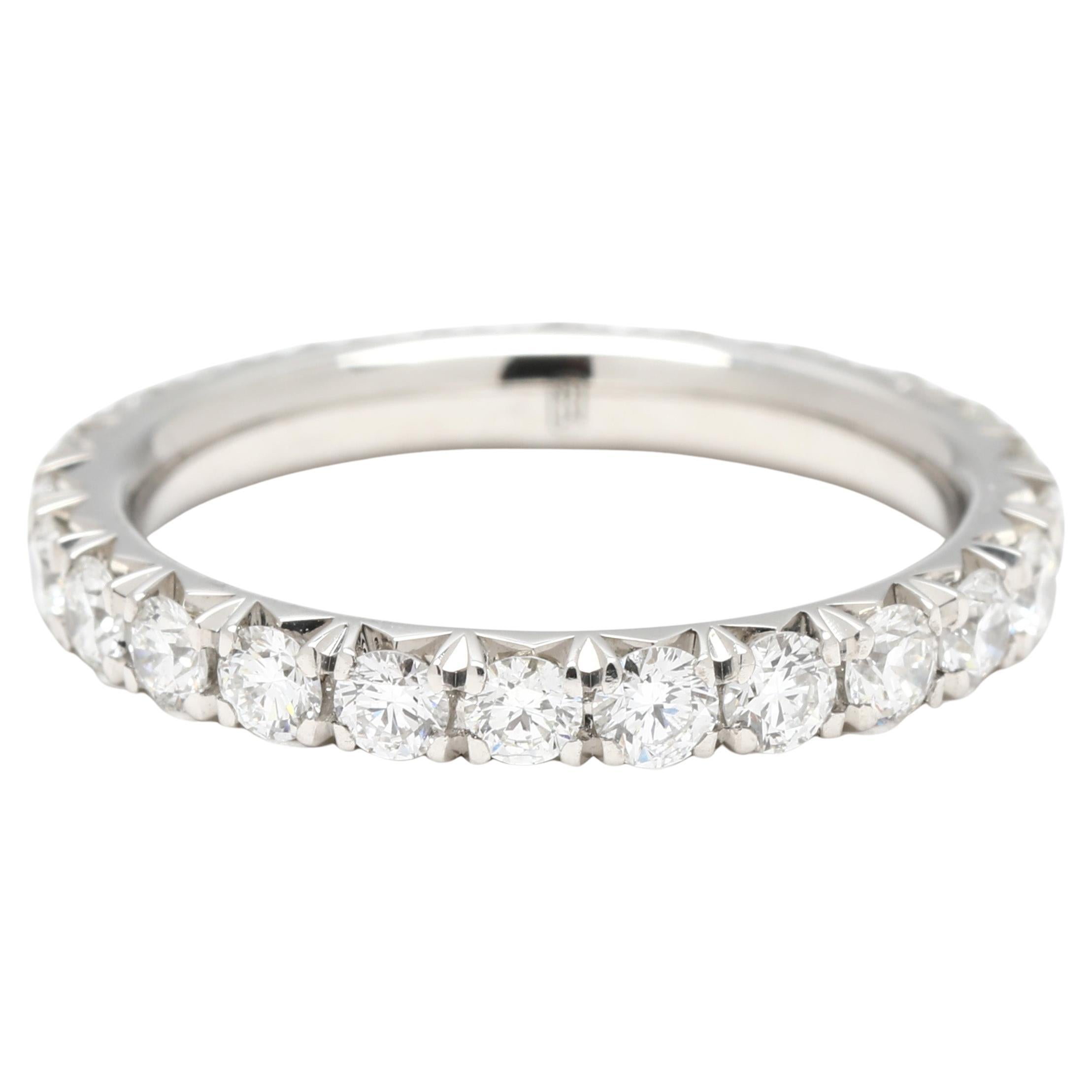 Anello a fascia con diamante da 1 carato, platino, misura 4, impilabile