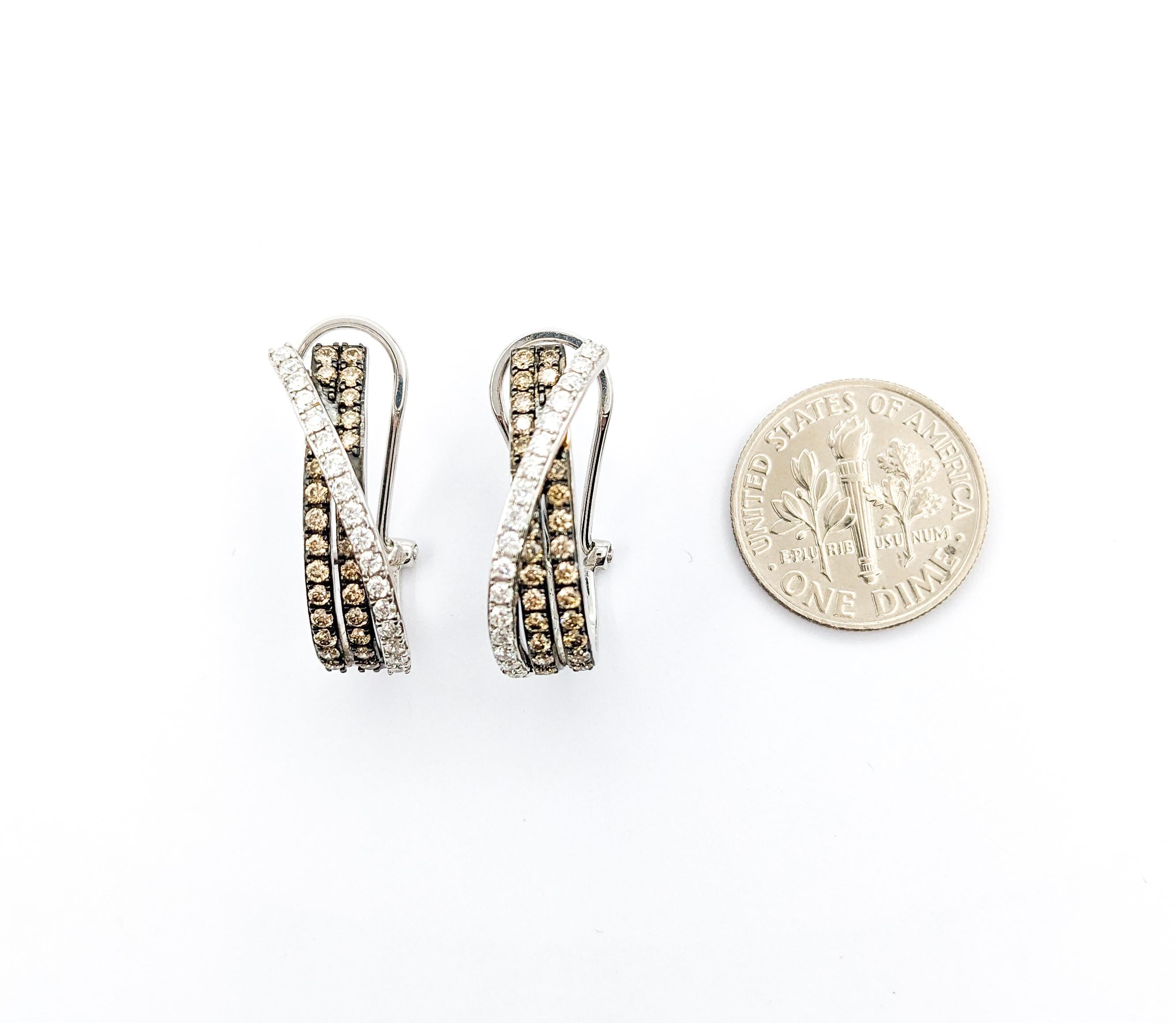 Contemporary 1ctw Diamond Half Moon Earrings In White Gold