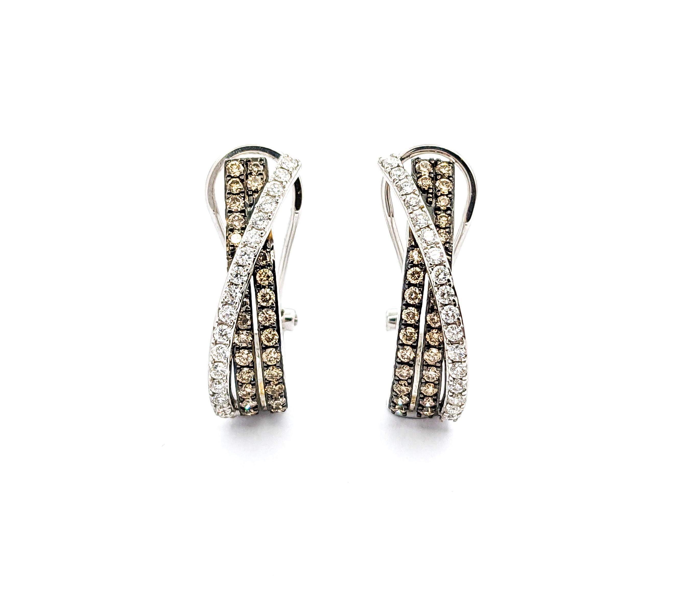 Women's 1ctw Diamond Half Moon Earrings In White Gold For Sale
