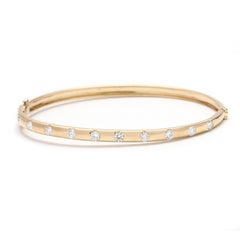 1ctw Diamond Hinged Bangle, 14k Yellow Gold, 6.5 Inches