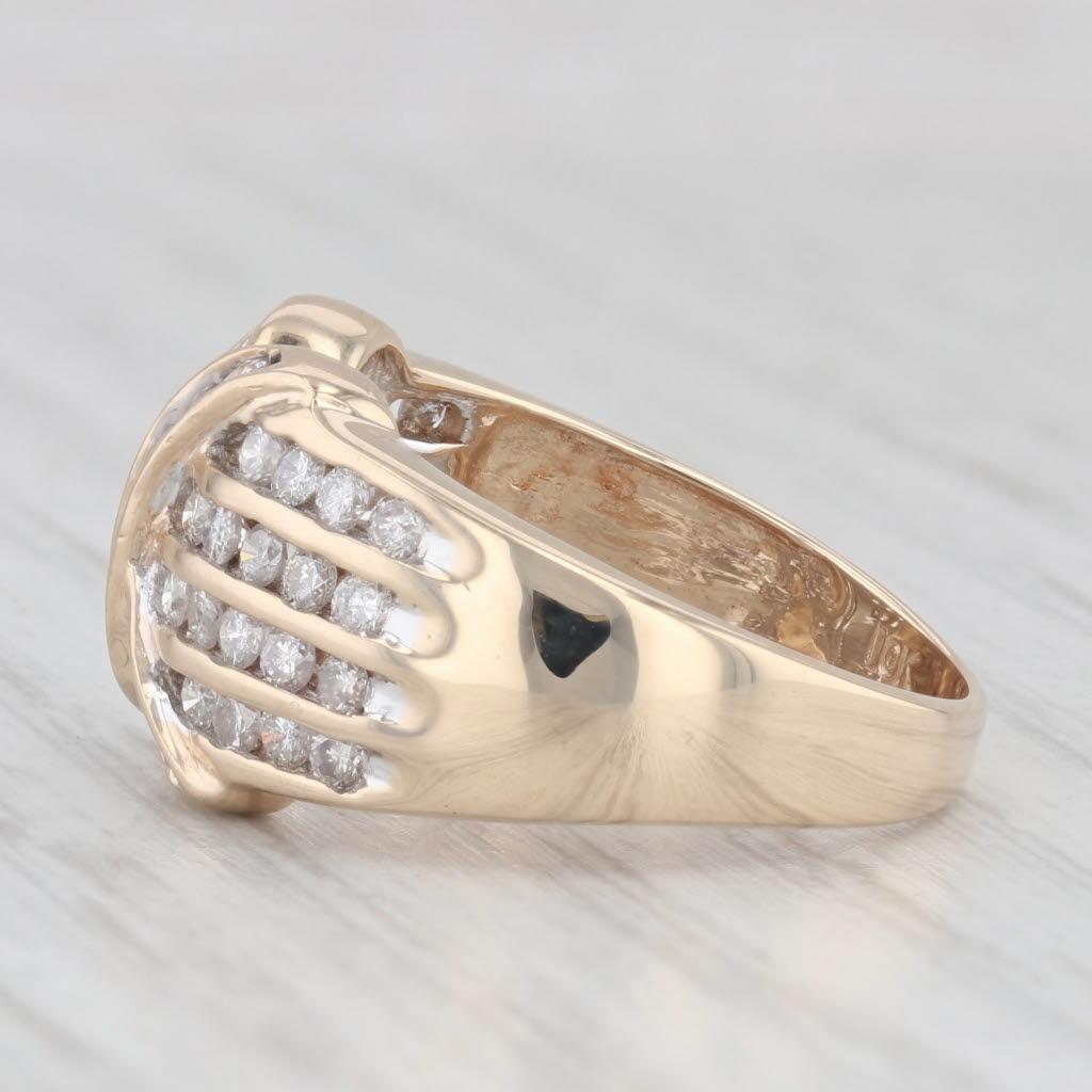 1ctw Diamond Knot Ring 10k Yellow Gold Size 7 In Good Condition In McLeansville, NC