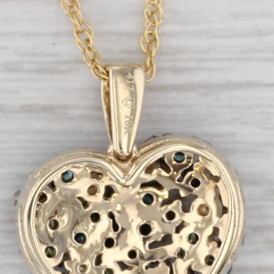 Gemstone Information:
- Natural Diamonds -
Total Carats - 1ctw
Cut - Round & Baguette
Color - Multicolor Rainbow
Clarity - SI2 - I1

Metal: 10k Yellow Gold
Weight: 4.1 Grams 
Stamps: 10k
Chain Style: Rope Chain
Closure: Spring Ring Clasp
Length: 18