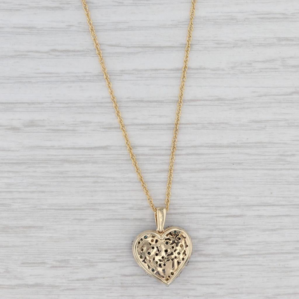Round Cut 1ctw Diamond Rainbow Heart Pendant Necklace 10k Gold 18.25
