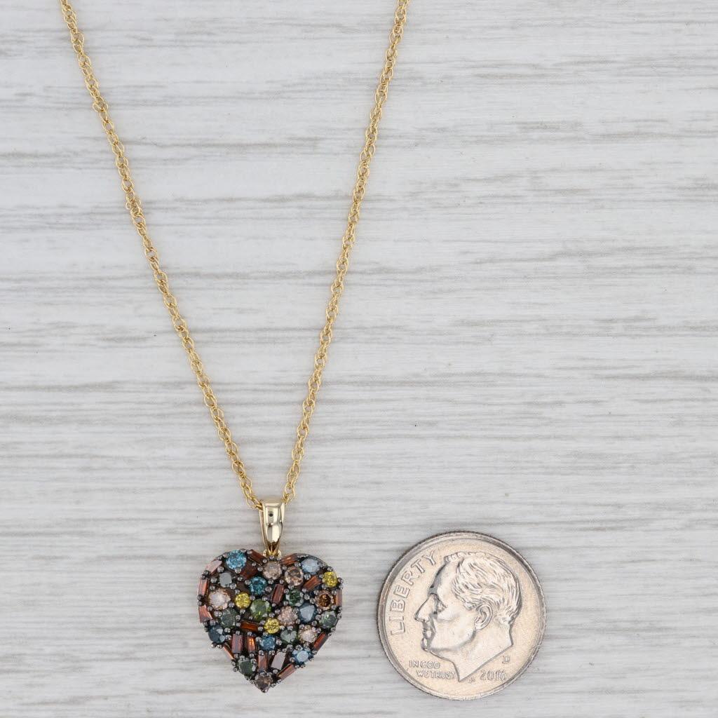 1ctw Diamond Rainbow Heart Pendant Necklace 10k Gold 18.25