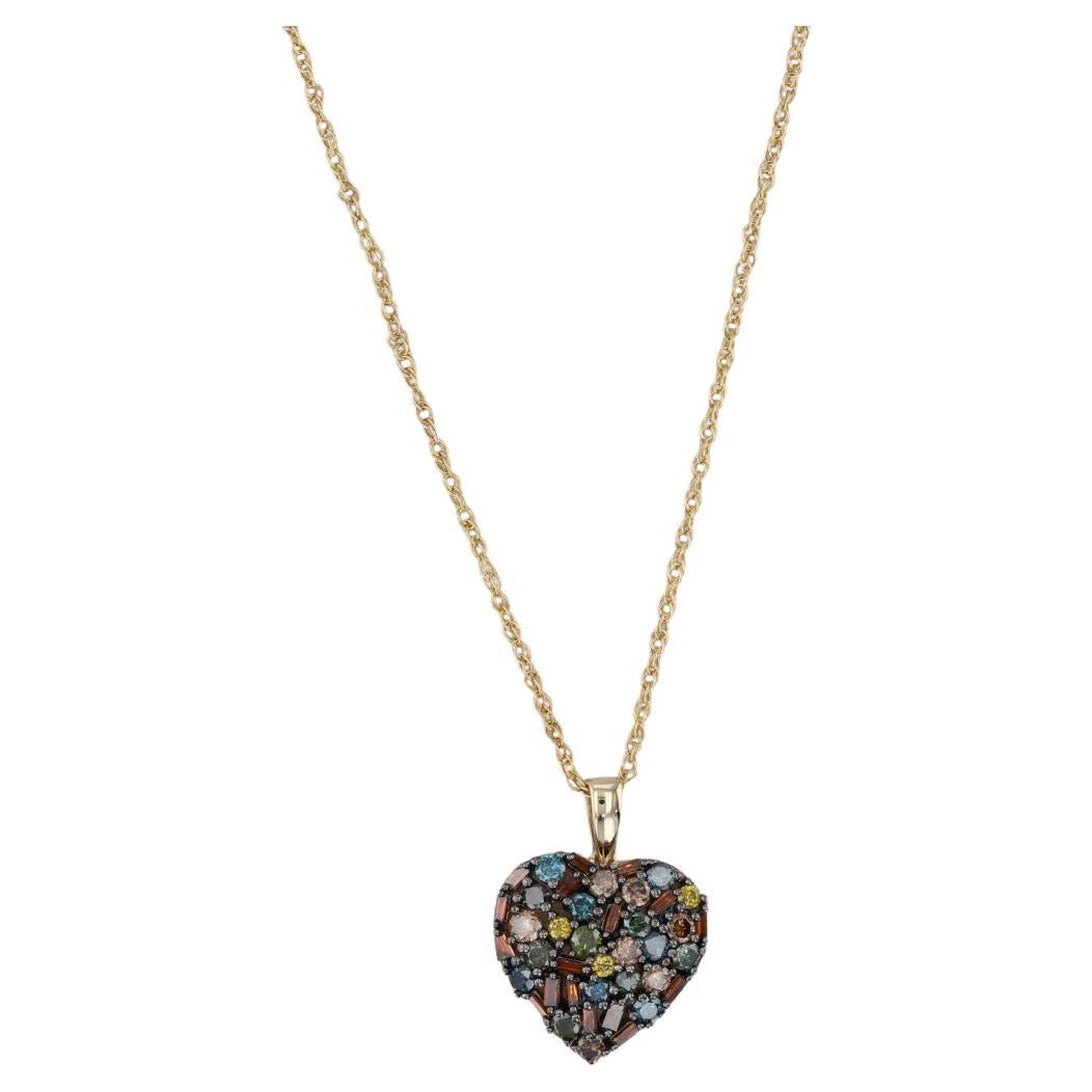1ctw Diamond Rainbow Heart Pendant Necklace 10k Gold 18.25" Tomas Rae COA For Sale