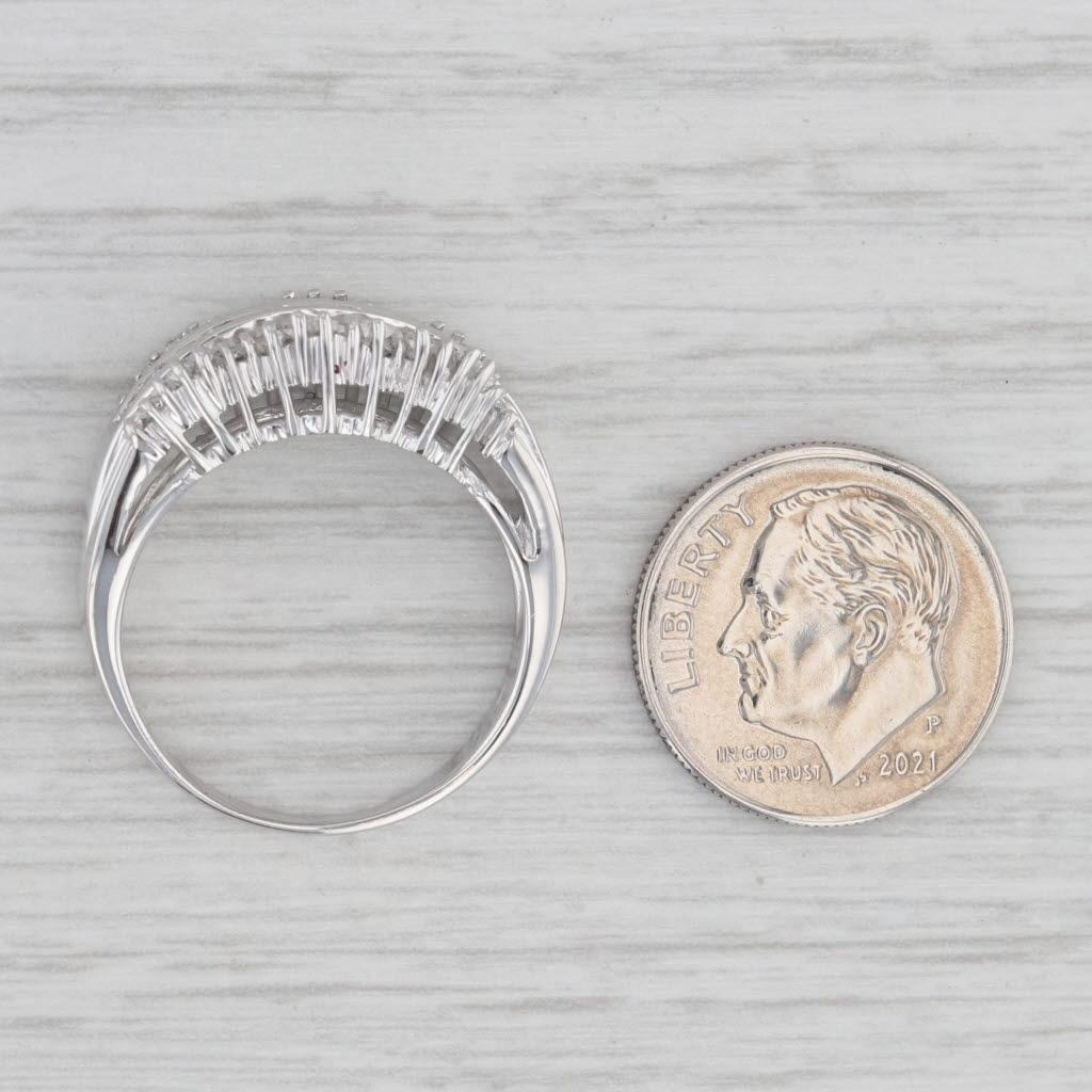 1ctw Diamond Ring 14k White Gold Size 8.25 Baguette & Round Cut For Sale 3