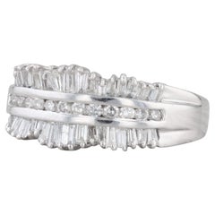 Anello con diamante da 1ctw in oro bianco 14k misura 8,25 taglio baguette e rotondo