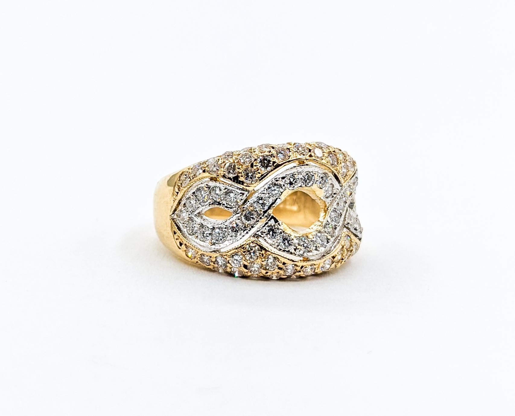 1ctw Diamond Ring In Two-Tone Gold For Sale 4