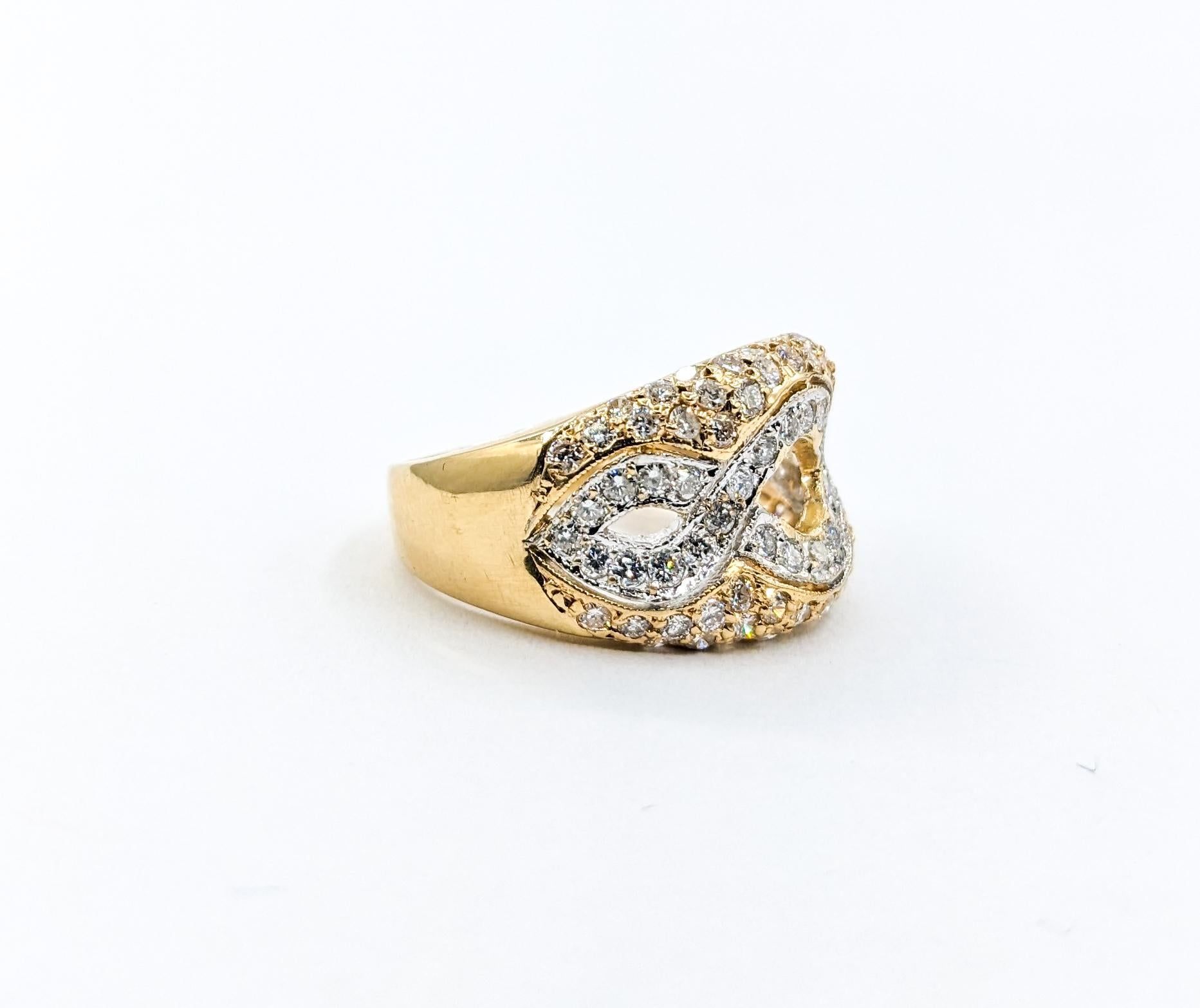 1ctw Diamond Ring In Two-Tone Gold


Discover the allure of our exquisite ring, masterfully crafted in a stunning blend of 18kt yellow and white gold. This piece is adorned with 1.00ctw of luminous diamonds, boasting SI2-I1 clarity and H-I color,