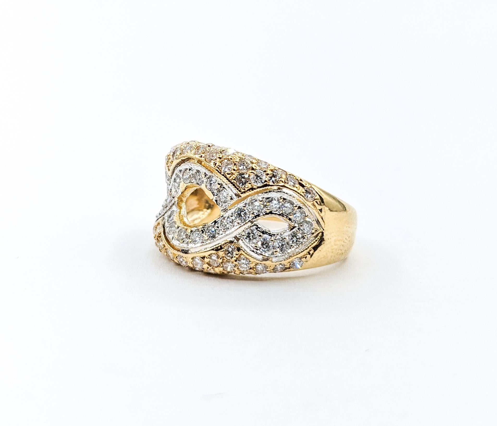 Contemporary 1ctw Diamond Ring In Two-Tone Gold For Sale