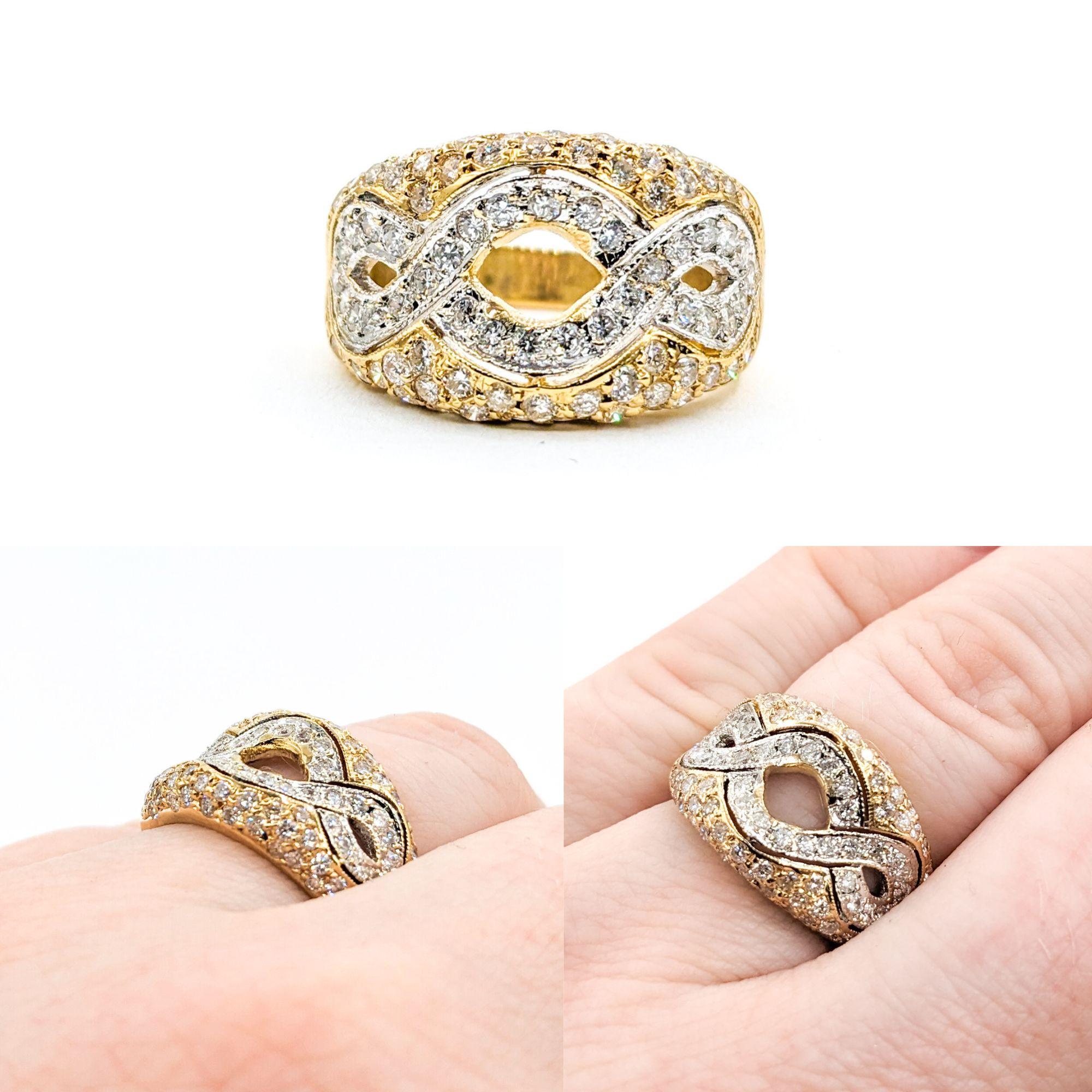 Round Cut 1ctw Diamond Ring In Two-Tone Gold For Sale