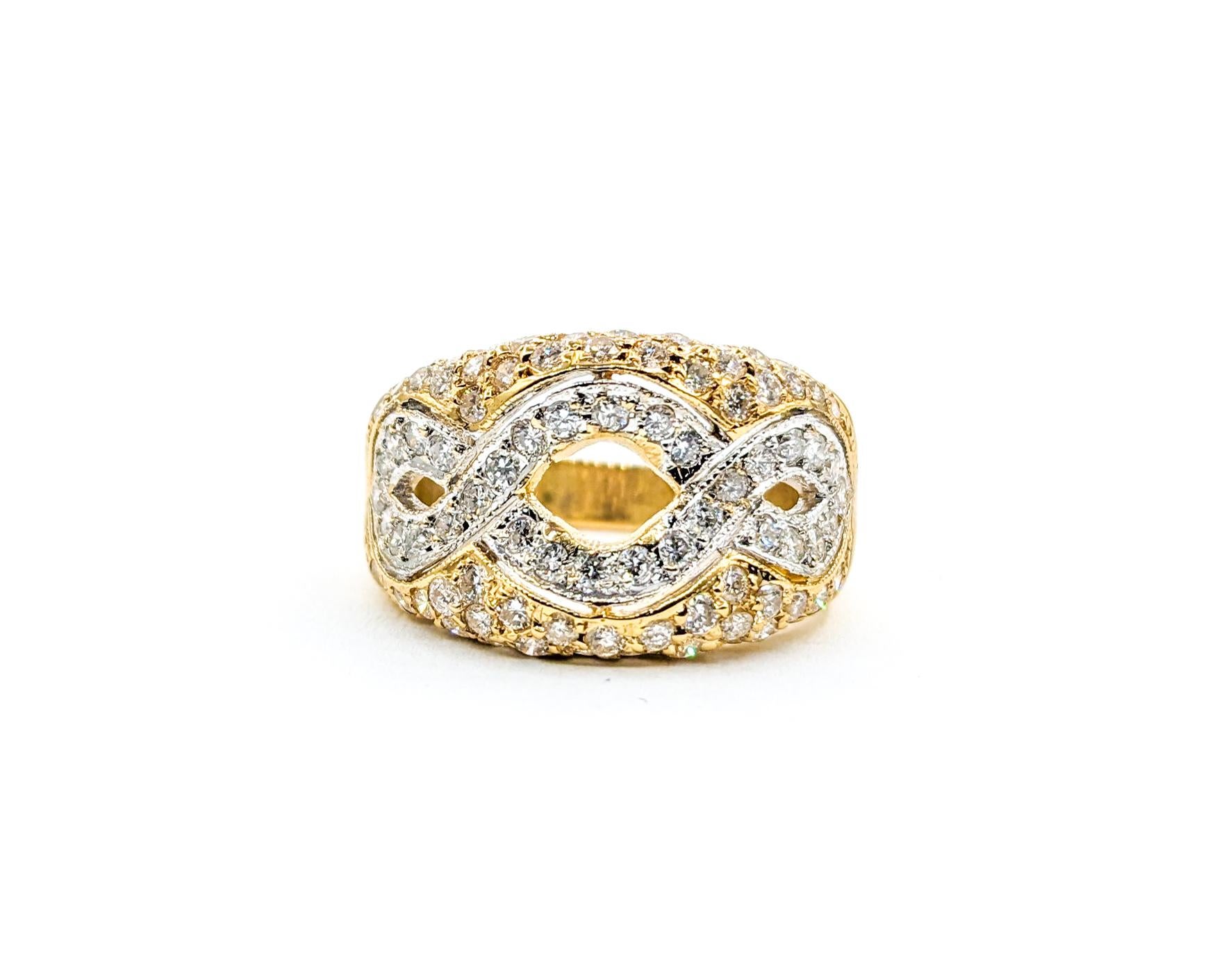1ctw Diamond Ring In Two-Tone Gold In Excellent Condition For Sale In Bloomington, MN