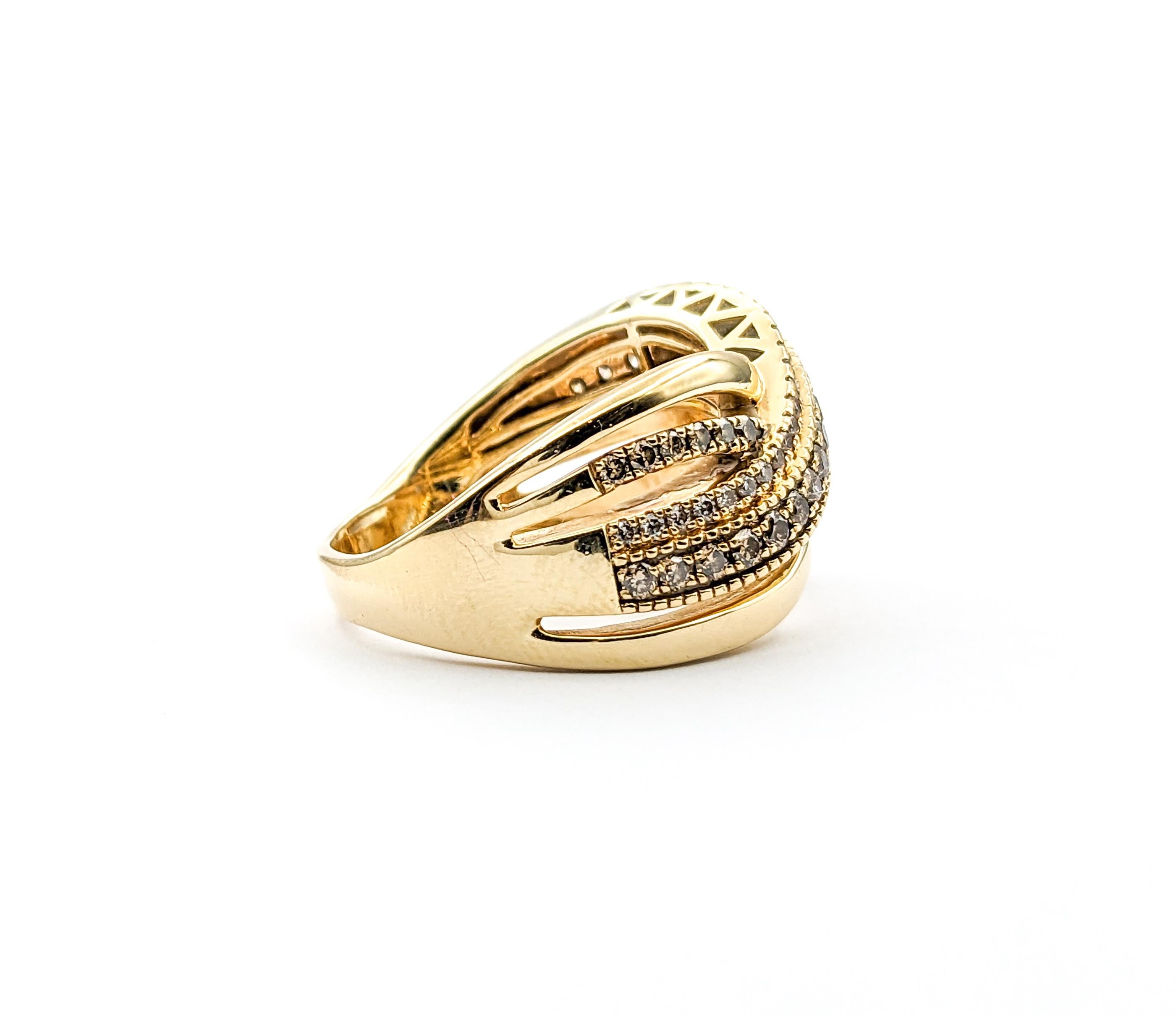 Contemporary 1ctw Diamond Ring In Yellow Gold For Sale