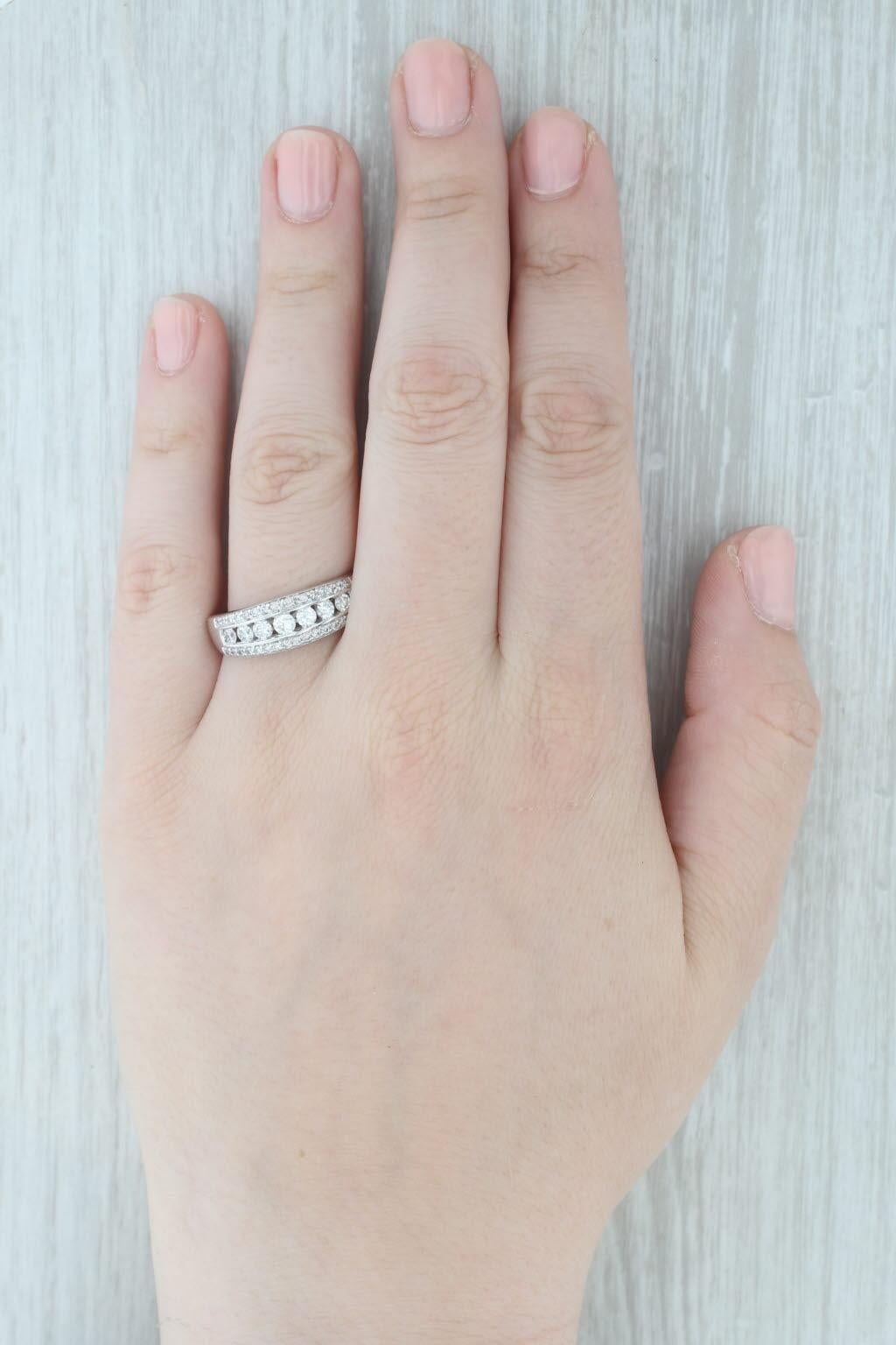 Anillo Aniversario de Boda Diamante 1ctw Oro Blanco 14k Talla 12.5 en venta 3