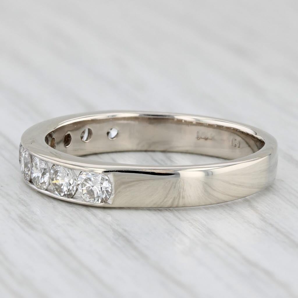 Round Cut 1ctw Diamond Wedding Band 14k White Gold Size 9 Stackable Anniversary Ring For Sale