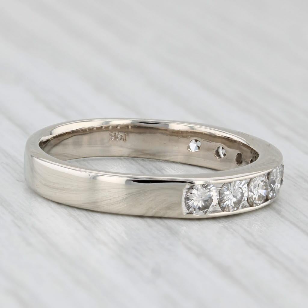 1ctw Diamond Wedding Band 14k White Gold Size 9 Stackable Anniversary Ring In Good Condition For Sale In McLeansville, NC