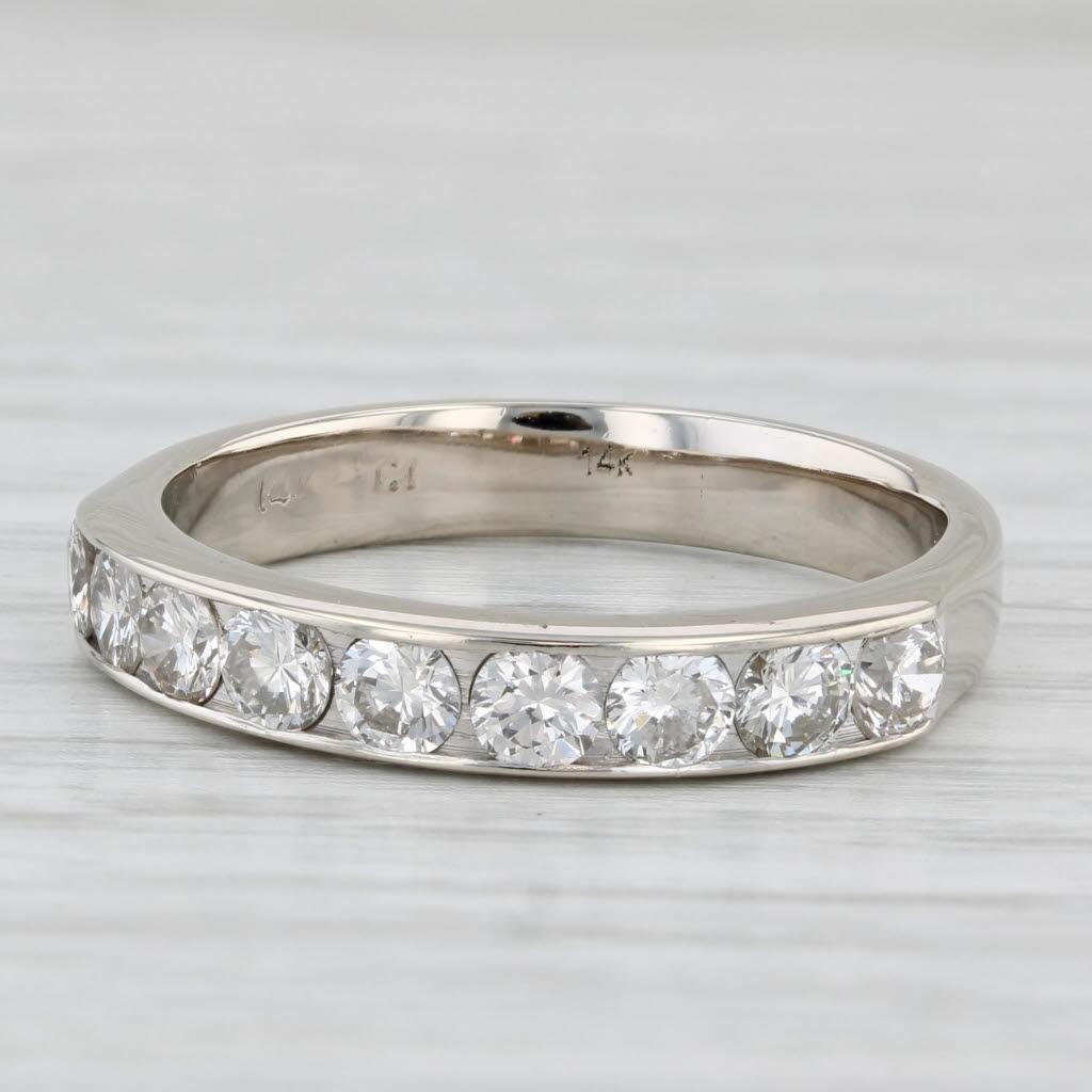 1ctw Diamond Wedding Band 14k White Gold Size 9 Stackable Anniversary Ring For Sale 1
