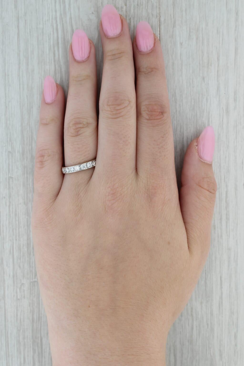 1ctw Diamond Wedding Band 14k White Gold Size 9 Stackable Anniversary Ring For Sale 3