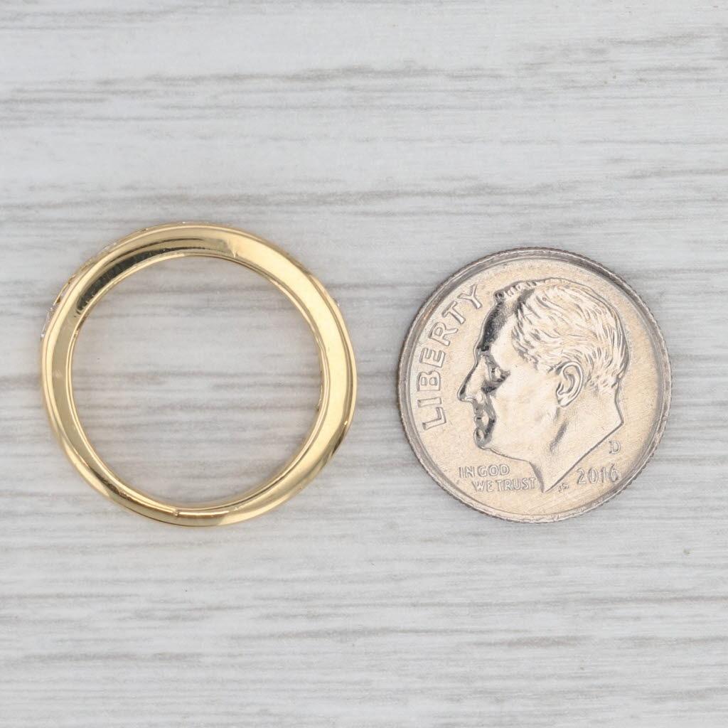 da uomo o donna Fascia nuziale con diamante da 1 ctw in oro giallo 18k Anello impilabile per anniversario misura 5 in vendita