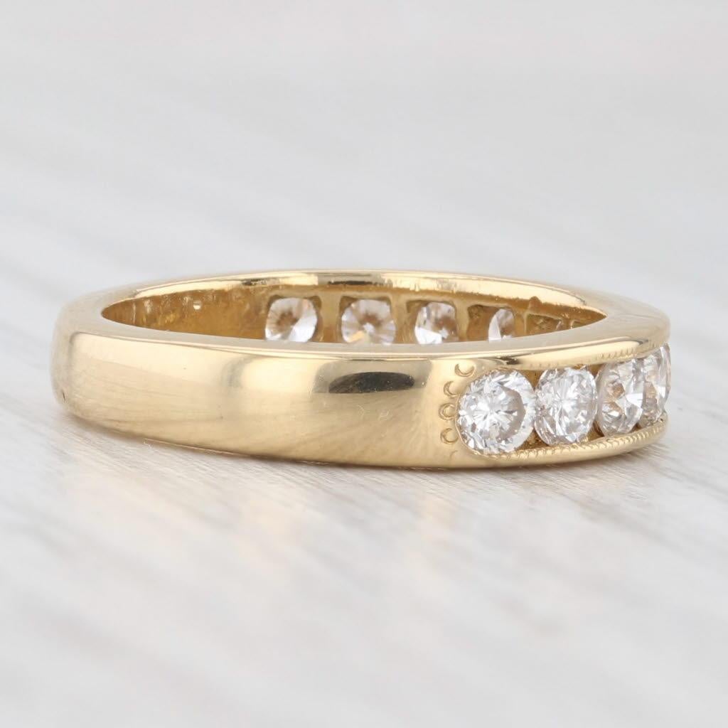 Fascia nuziale con diamante da 1 ctw in oro giallo 18k Anello impilabile per anniversario misura 5 in vendita 3