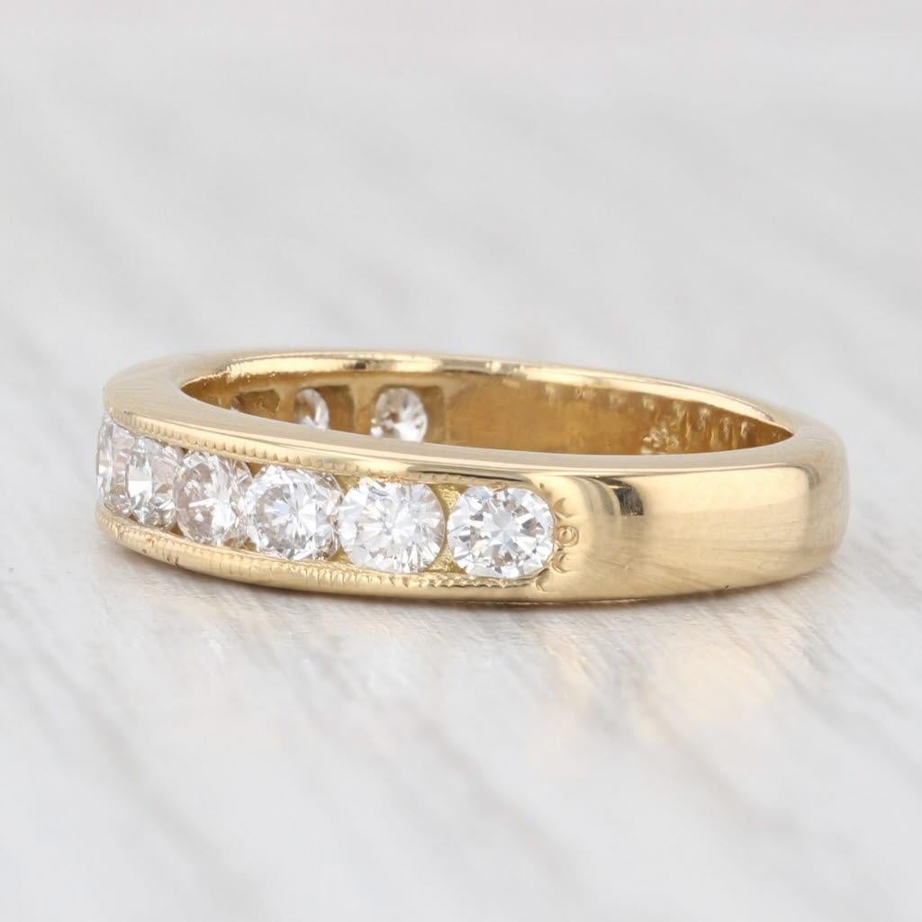 Fascia nuziale con diamante da 1 ctw in oro giallo 18k Anello impilabile per anniversario misura 5 in vendita 4