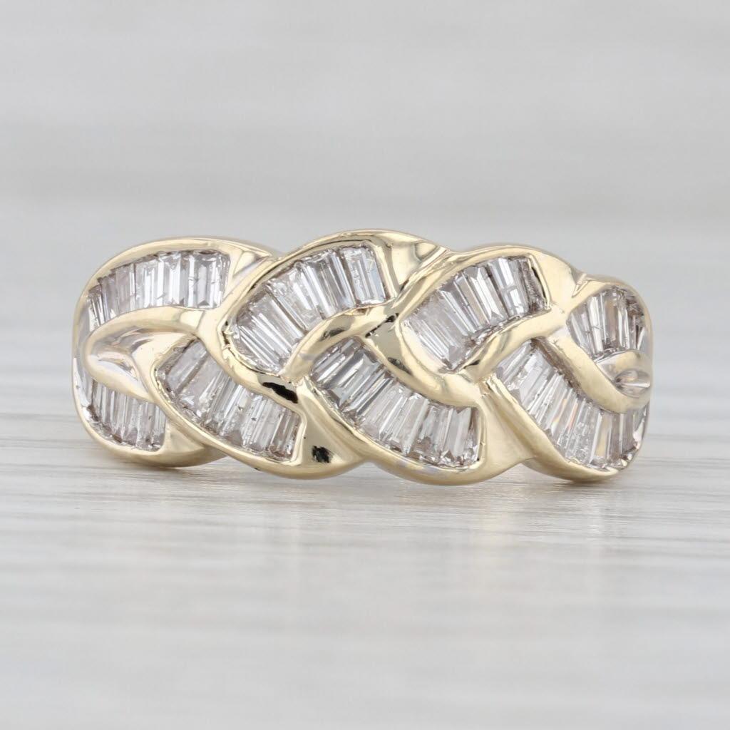 1ctw Diamante Tejido Nudo Trabajo Anillo 14k Oro Amarillo Tamaño 7.25 en Bueno estado para la venta en McLeansville, NC