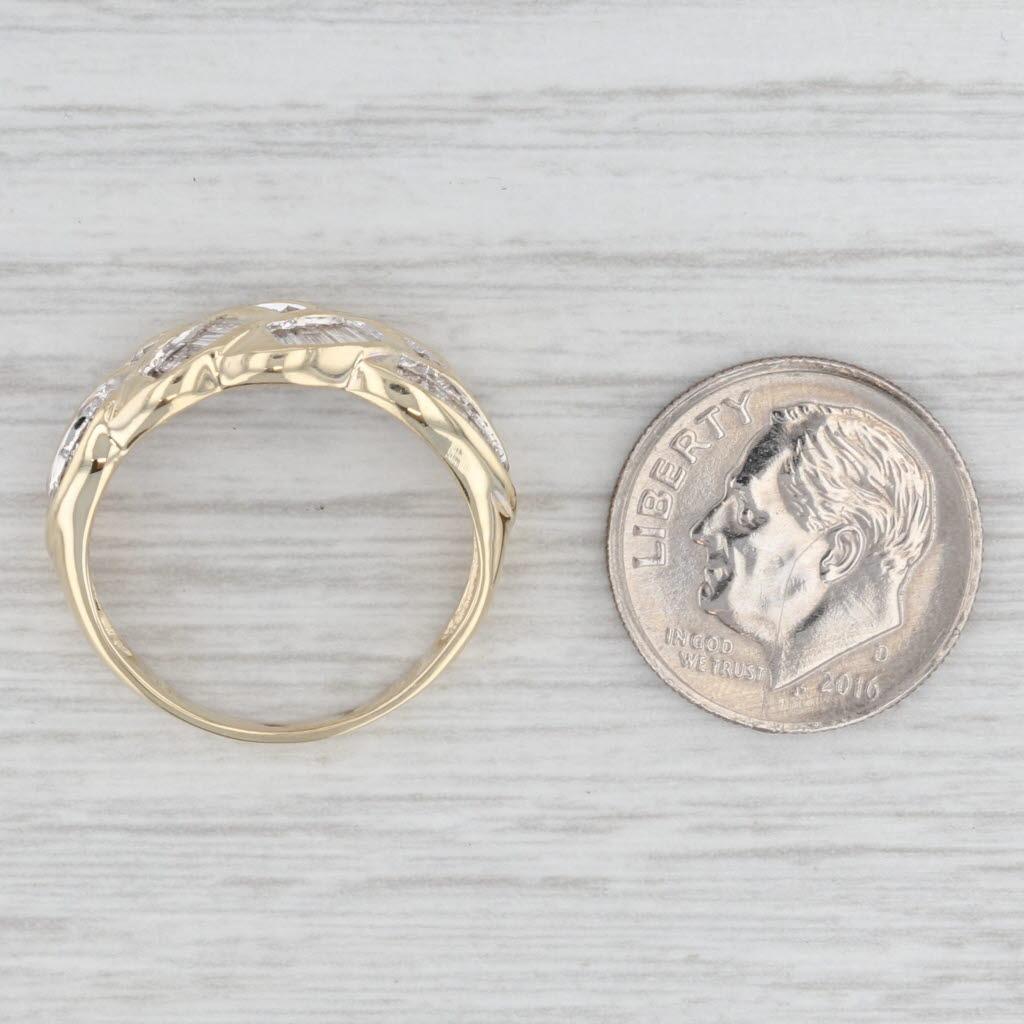 1ctw Diamante Tejido Nudo Trabajo Anillo 14k Oro Amarillo Tamaño 7.25 en venta 2