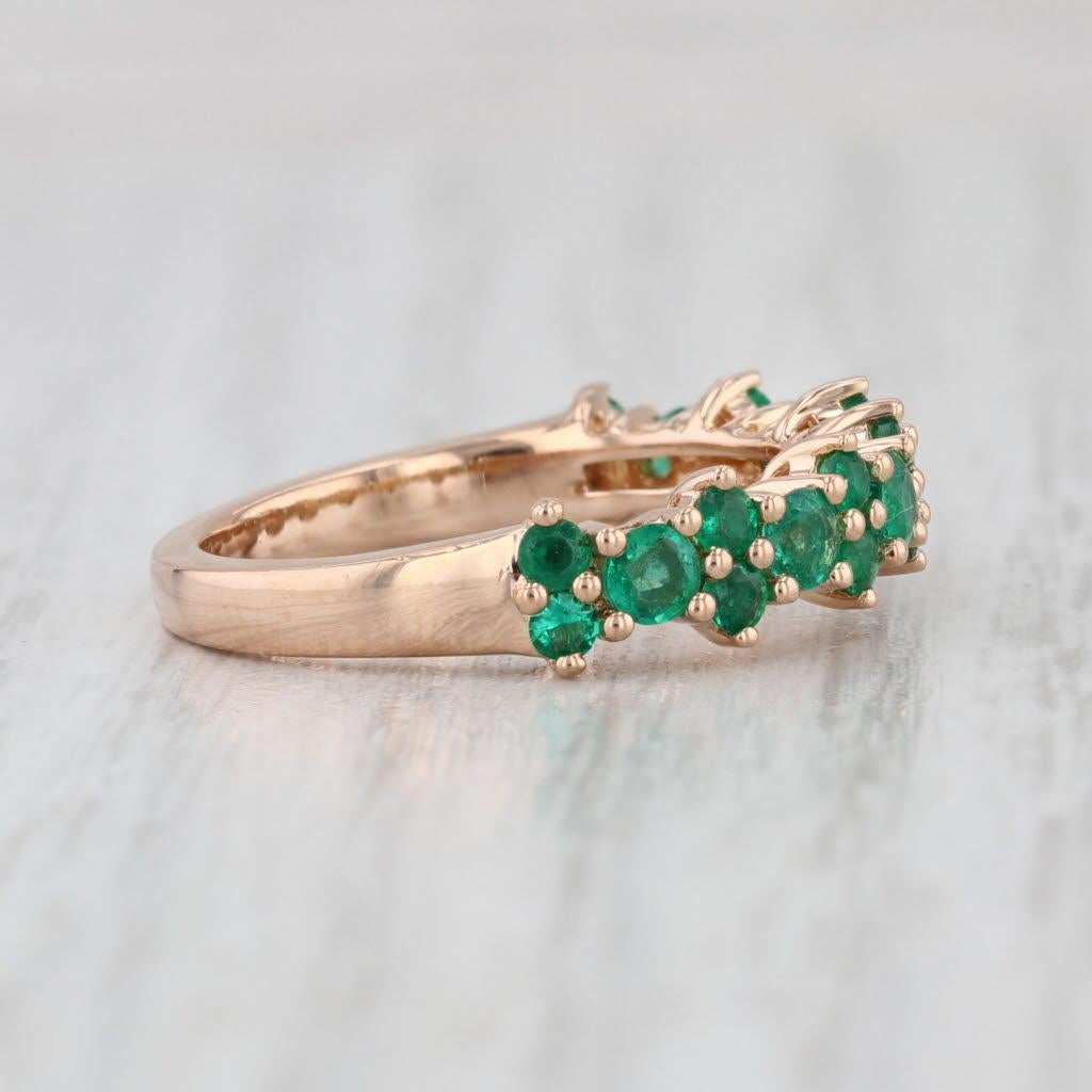 da uomo o donna Anello impilabile con smeraldo da 1ctw in oro rosa 18k misura 6,5 in vendita