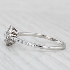 1ctw Oval Diamond Halo Engagement Ring 14k White Gold Size 11 Cathedral Band GIA